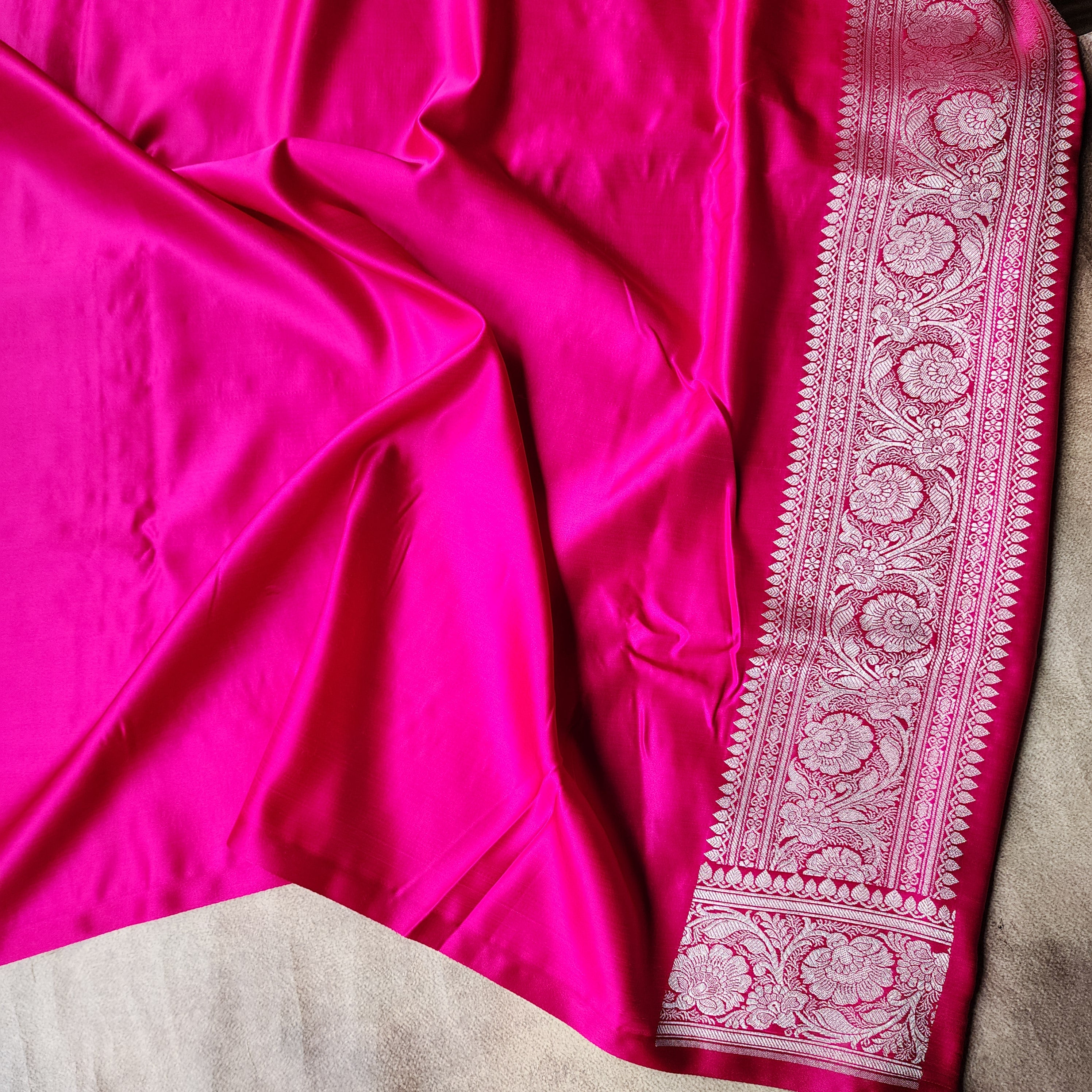 Pastel Aqua Blue Pure Banarasi Katan Silk Saree with light Gold Zari Weaving