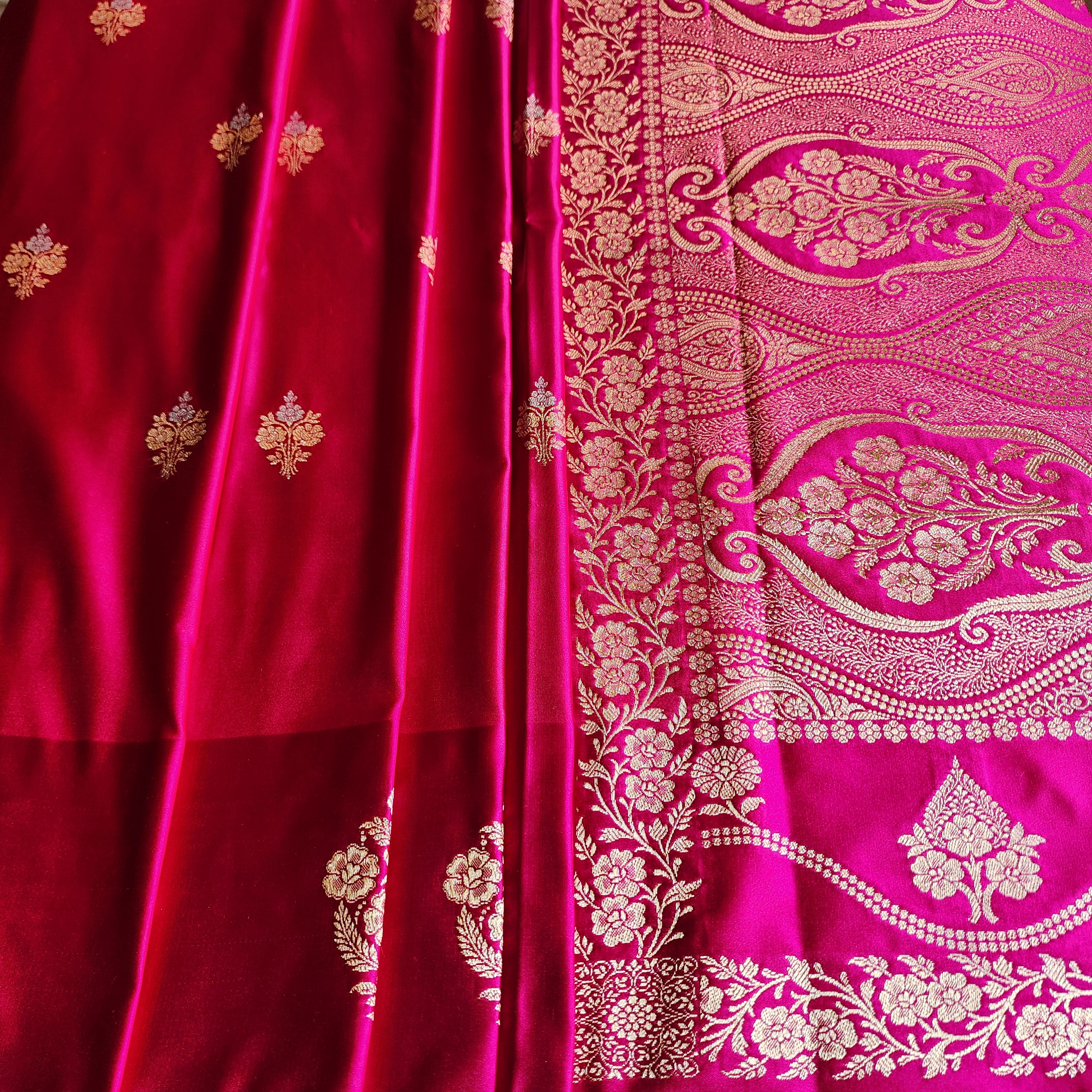 Dual-Tone Pink Pure Banarasi Katan Silk Saree