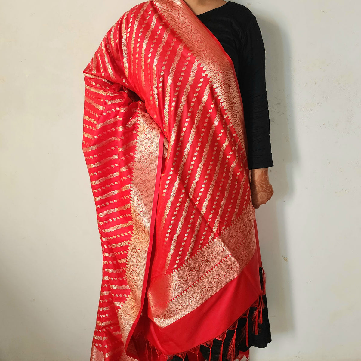 Red - Banarasi Leheriya Style Dupatta