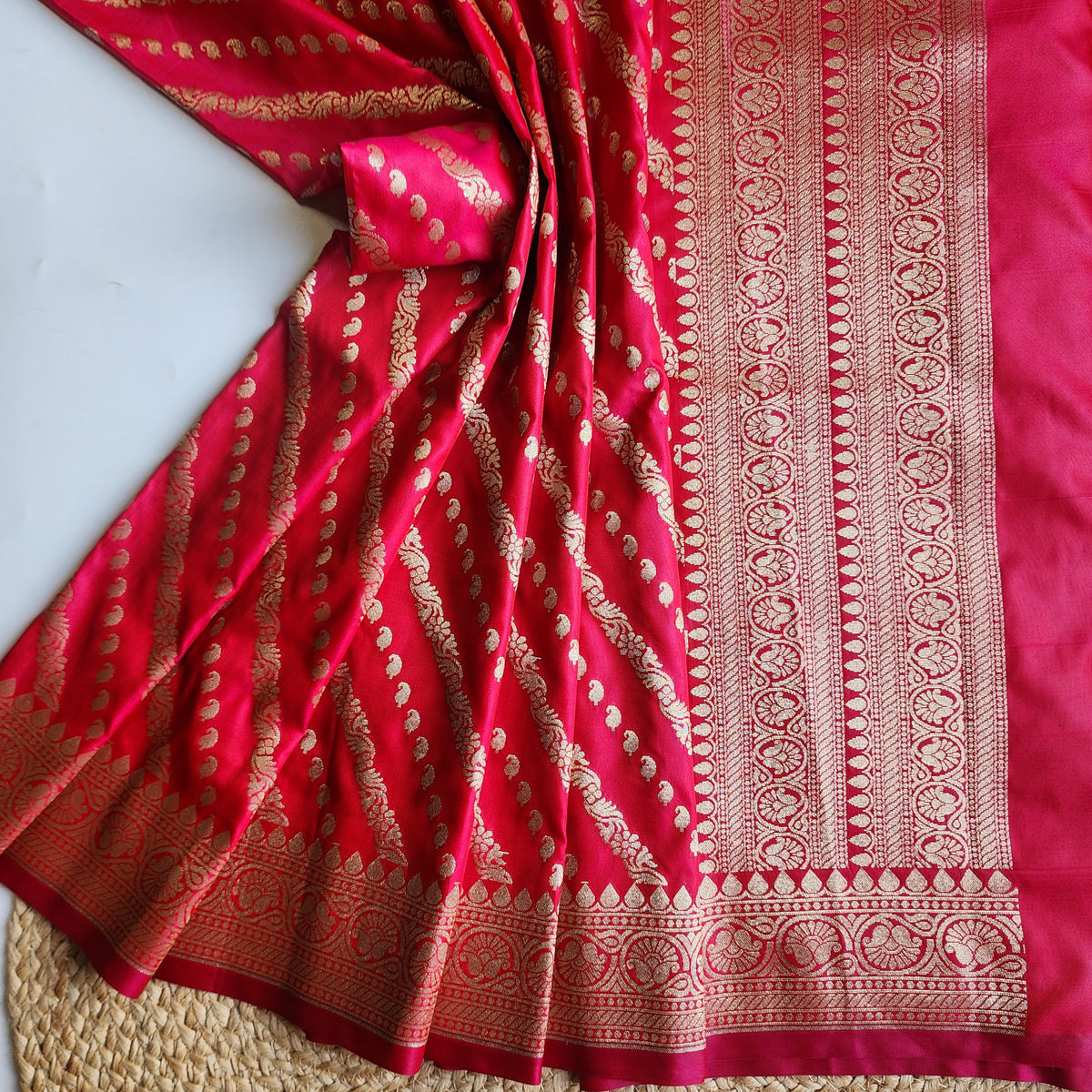 Rani Pink - Banarasi Leheriya Style Dupatta