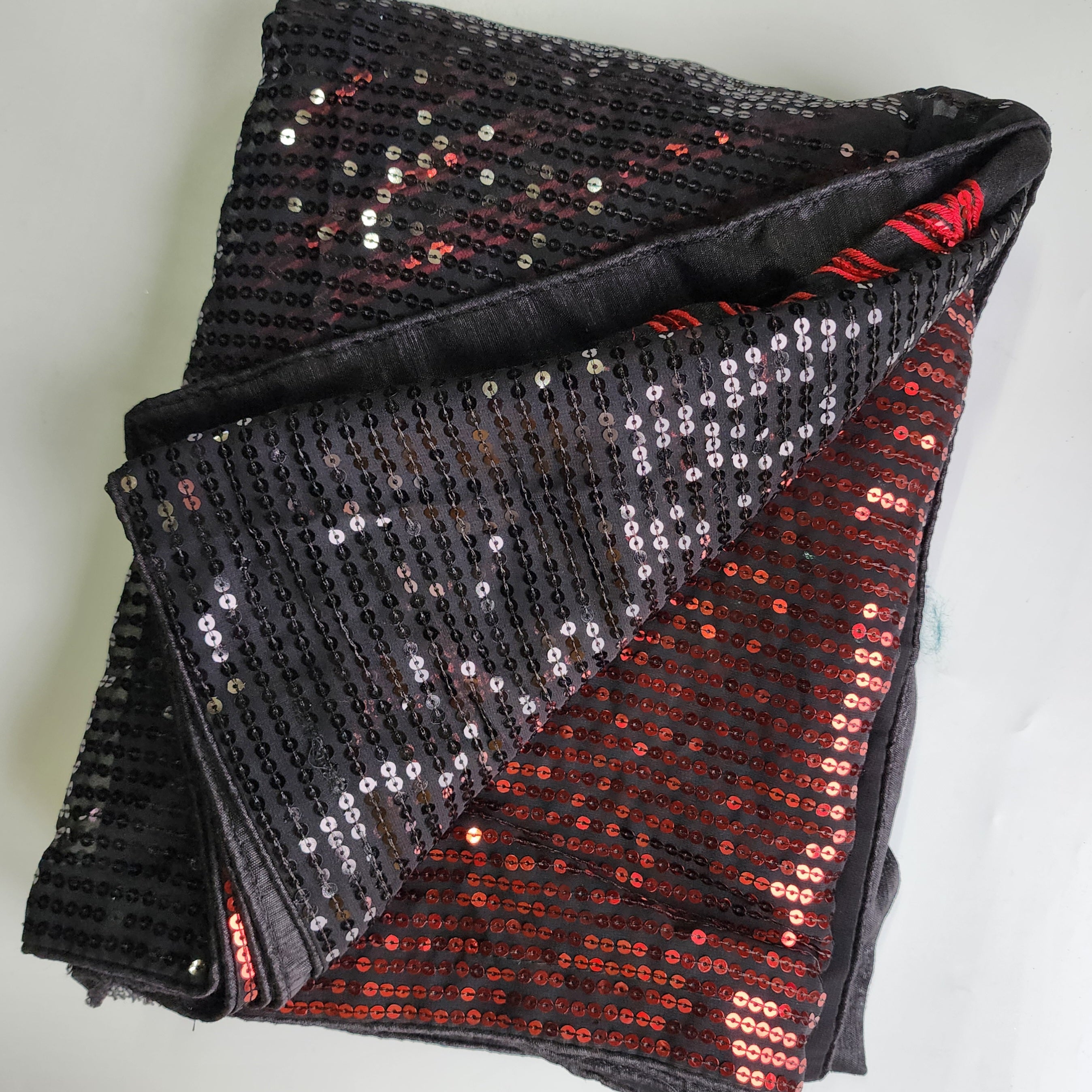Georgette Designer Sequinned Saree - Black and Red Shade