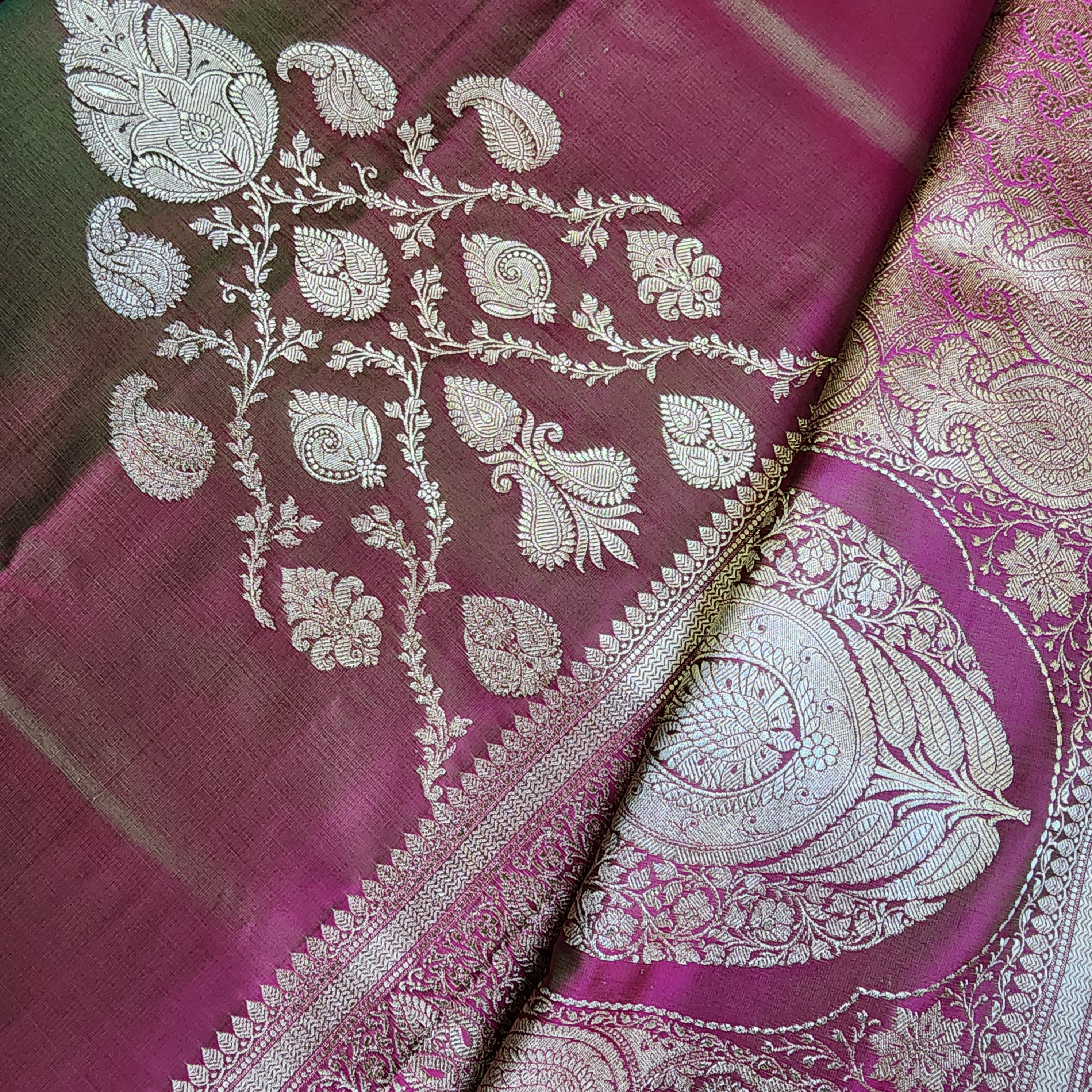 Dhoop Chhaon Mauve Banarasi Katan Silk Saree