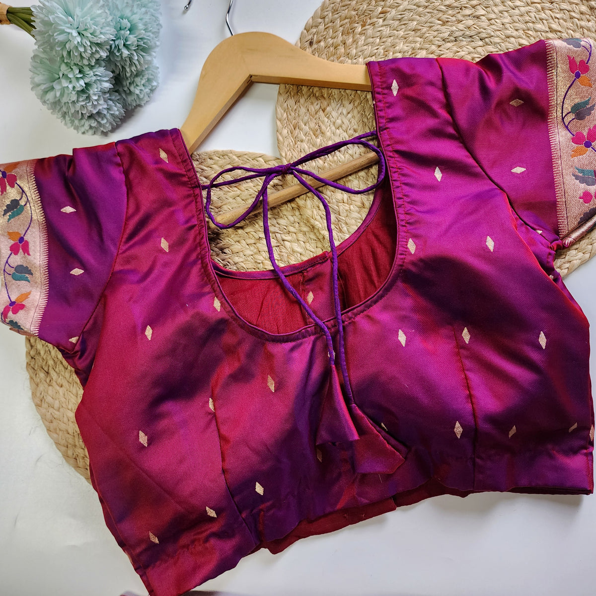 Raahi - Magenta Paithani Silk Saree with Stitched Blouse
