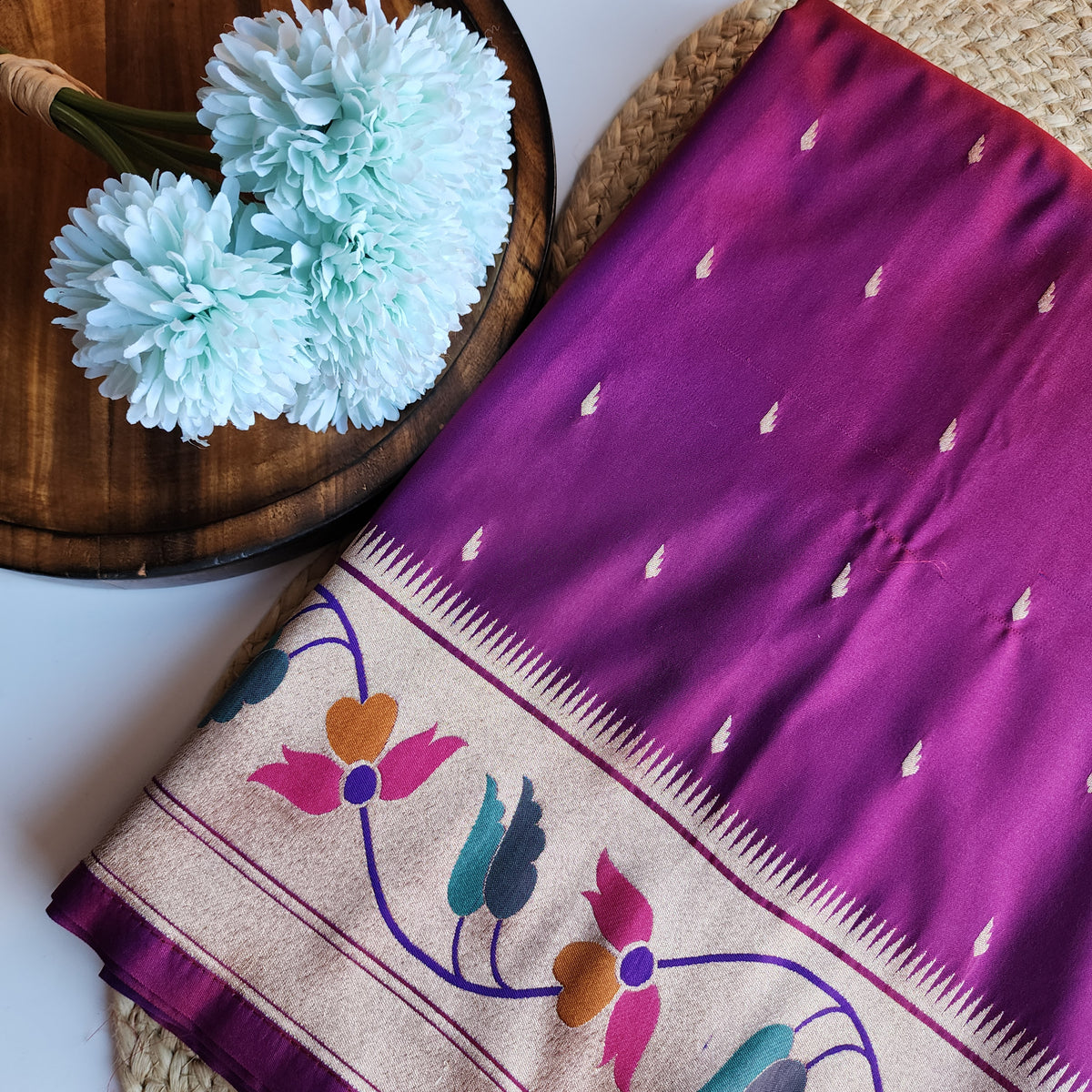 Raahi - Magenta Paithani Silk Saree with Stitched Blouse