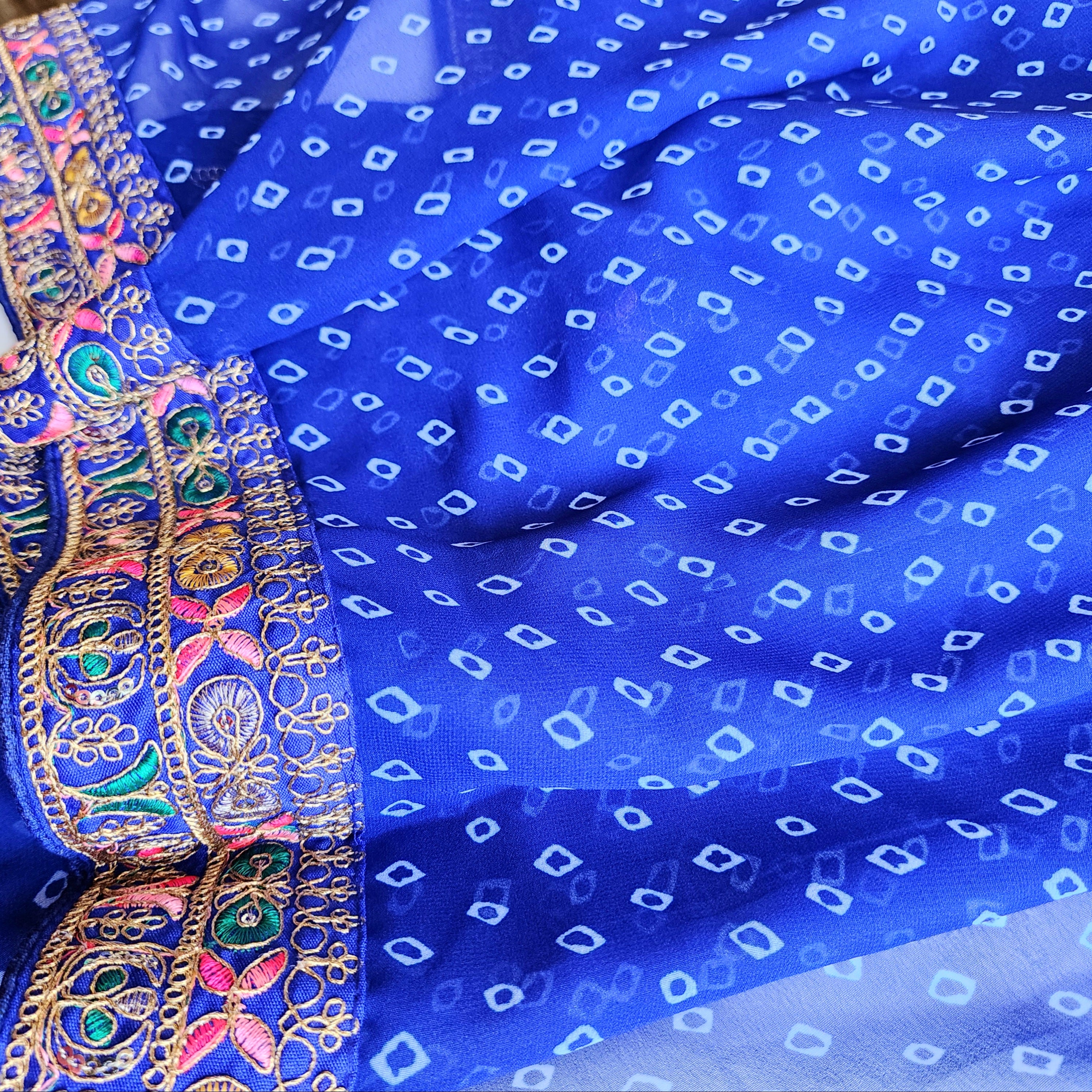 Embroidered Bandhani Designer Saree in Blue