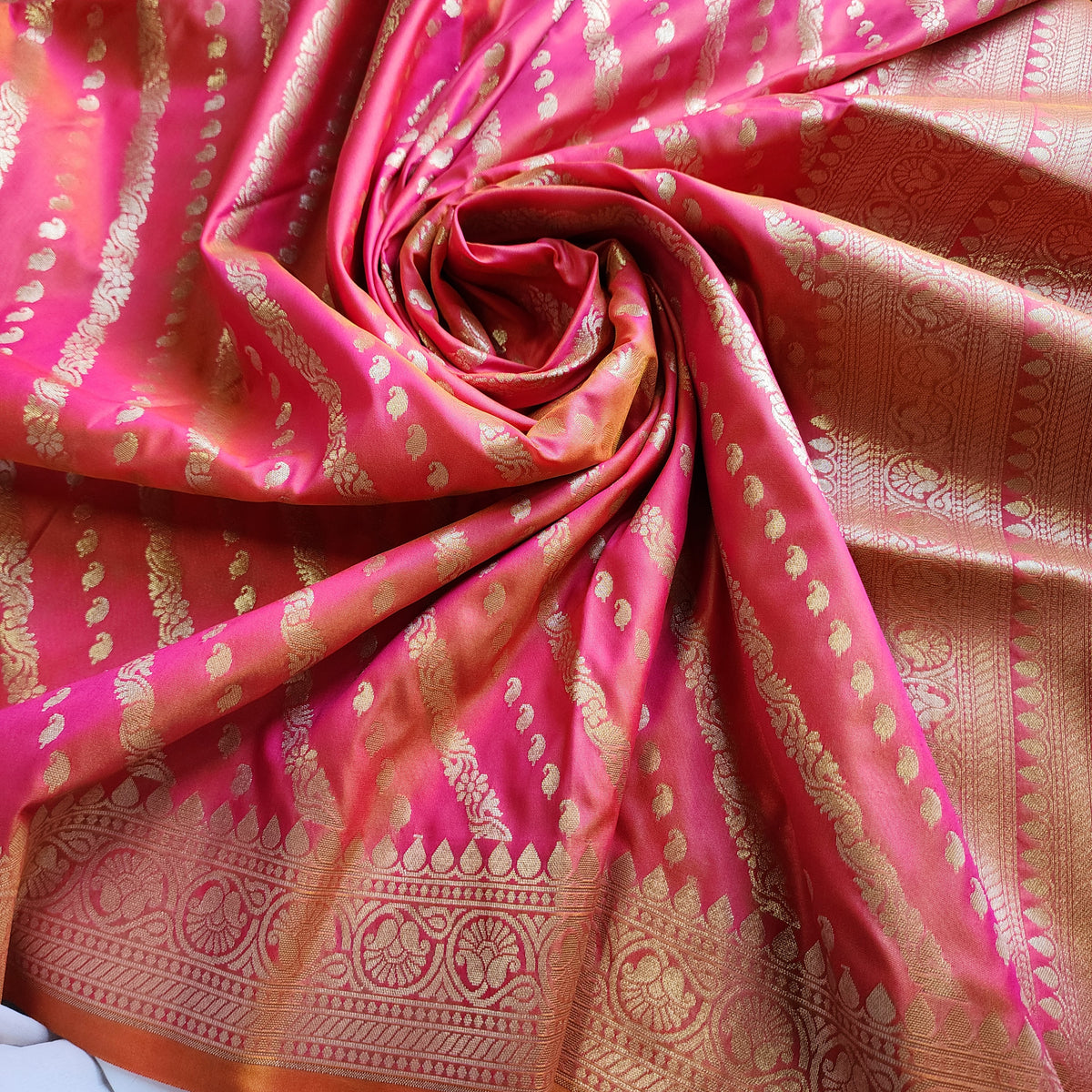Peach Orange - Banarasi Leheriya Style Dupatta