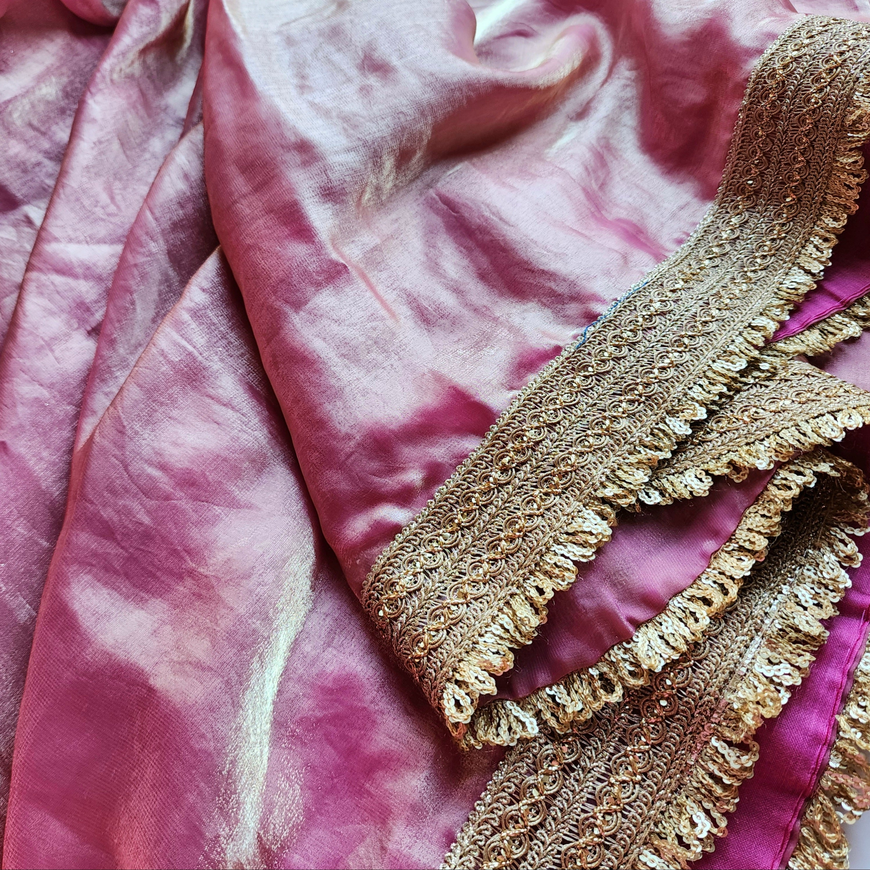 Pastel Pink Designer Chiffon Silk Saree with Readymade Blouse