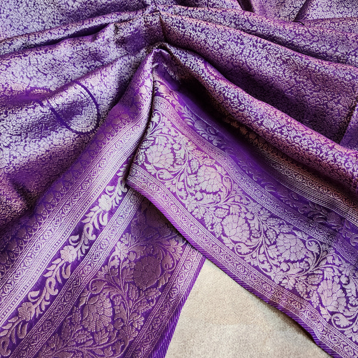 Dark Purple Katan Tanchoi Saree