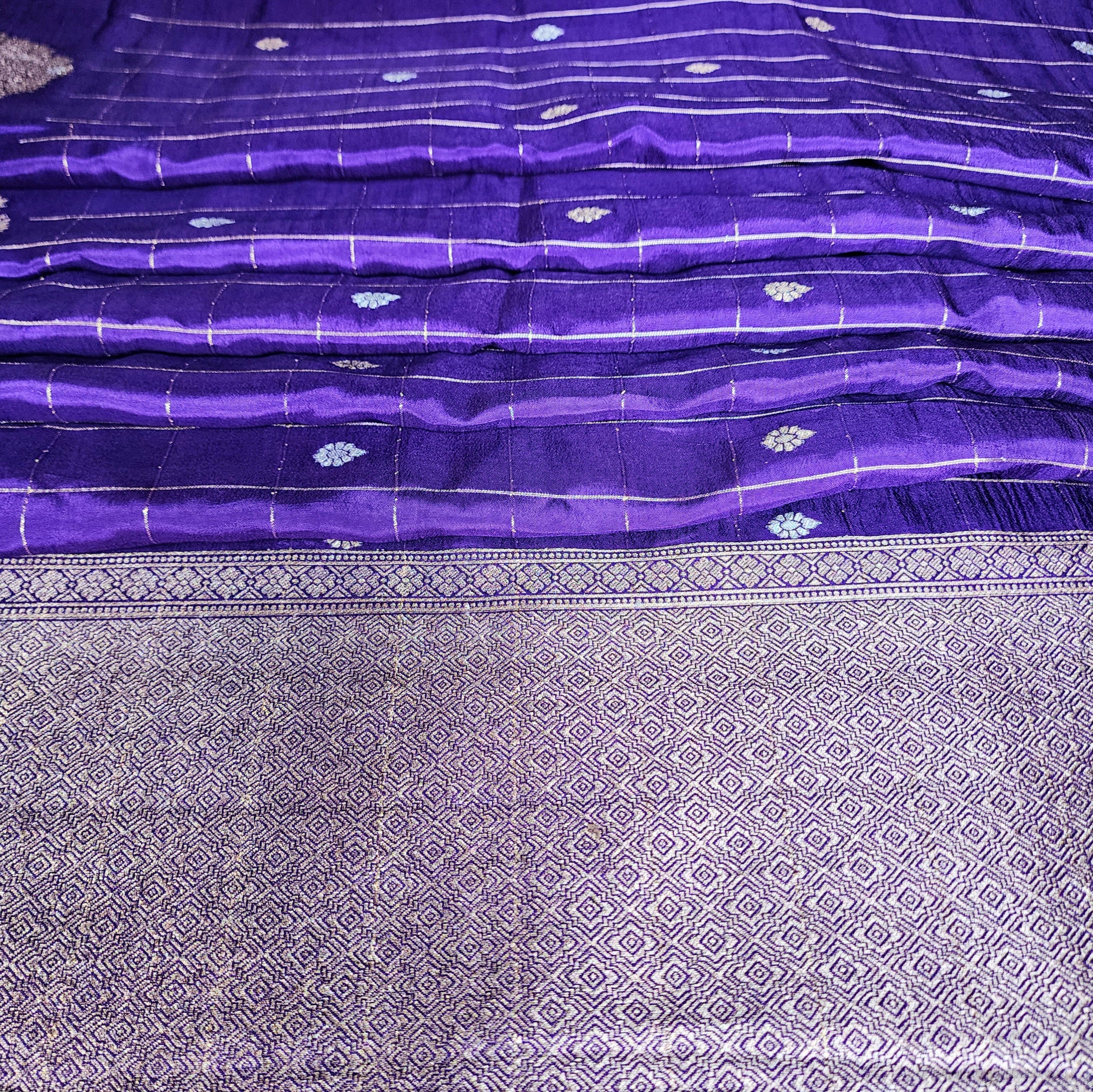Royal Purple Dupion Silk Saree with Zari Motifs