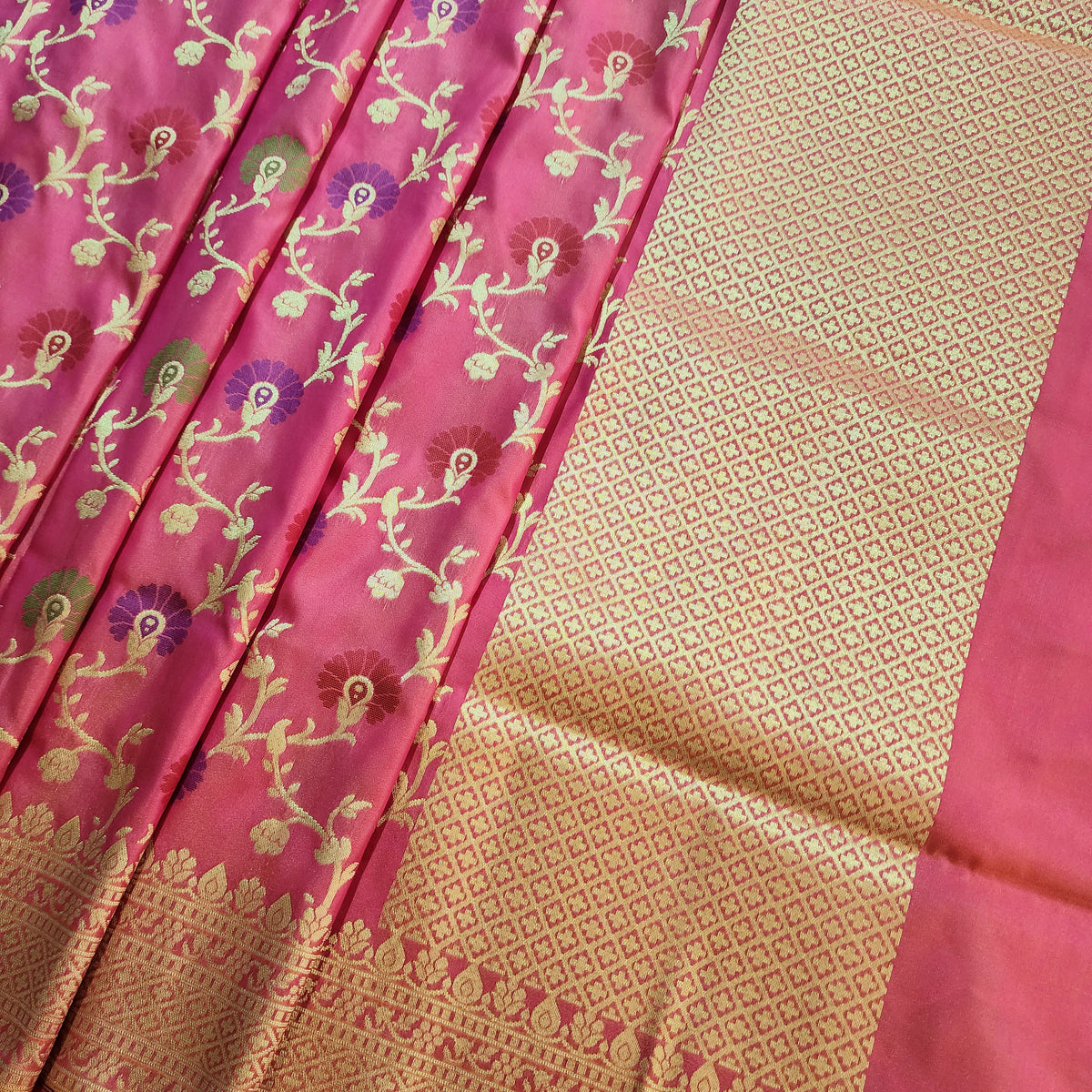 Banarasi Silk Floral Jaal Dupatta - Terracotta Rose
