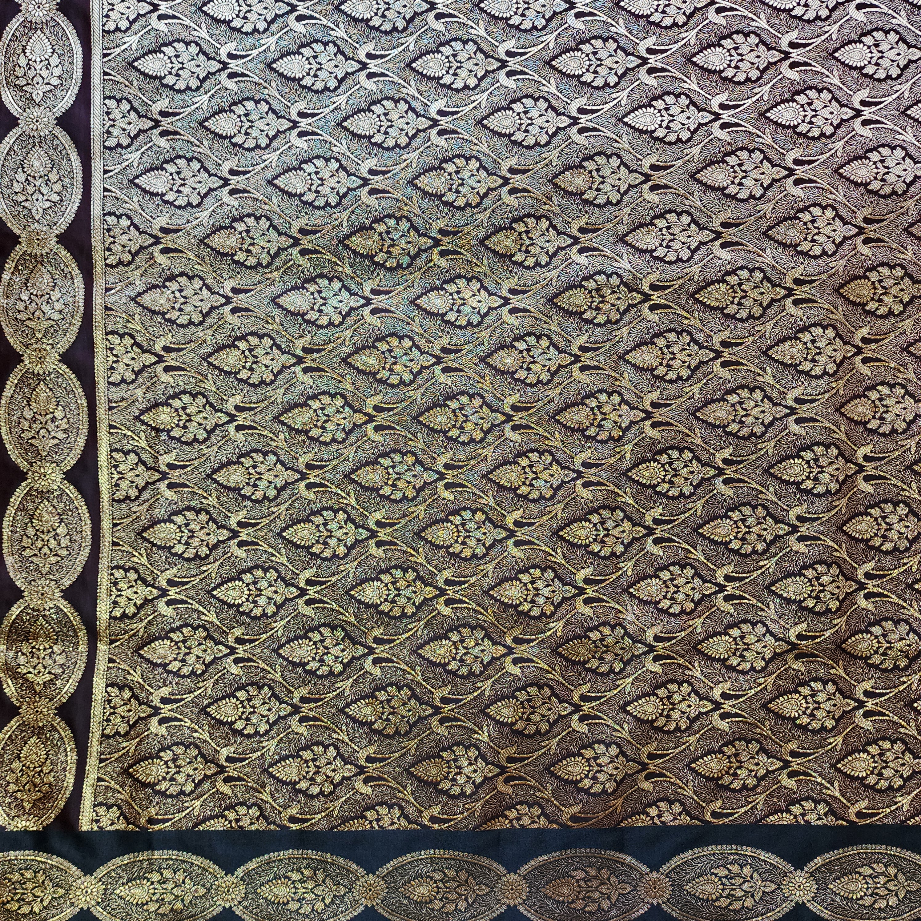 Deep Maroon Pure Banarasi Katan Silk Saree with Gold Zari Weaving