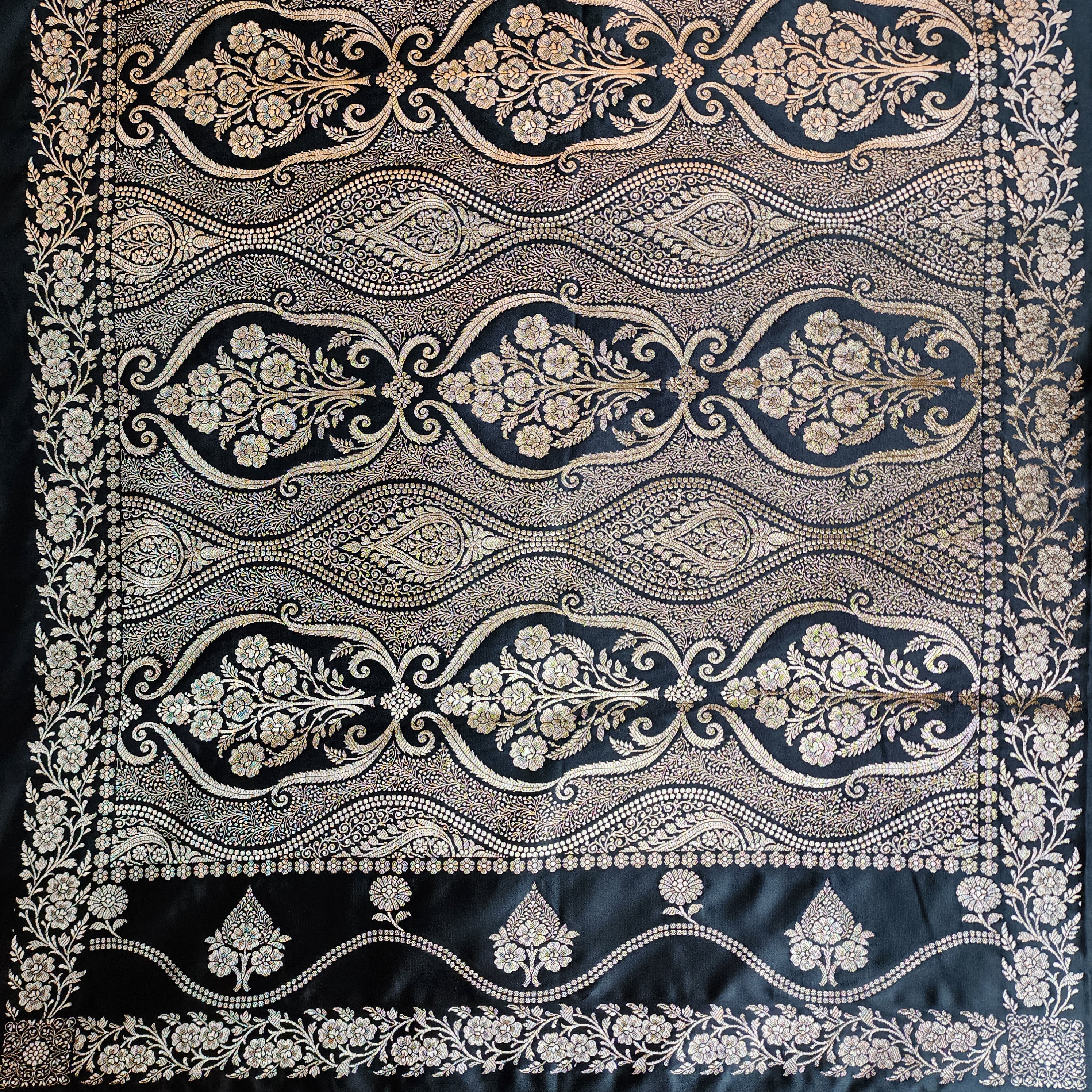 Dual-Tone Black Pure Banarasi Katan Silk Saree