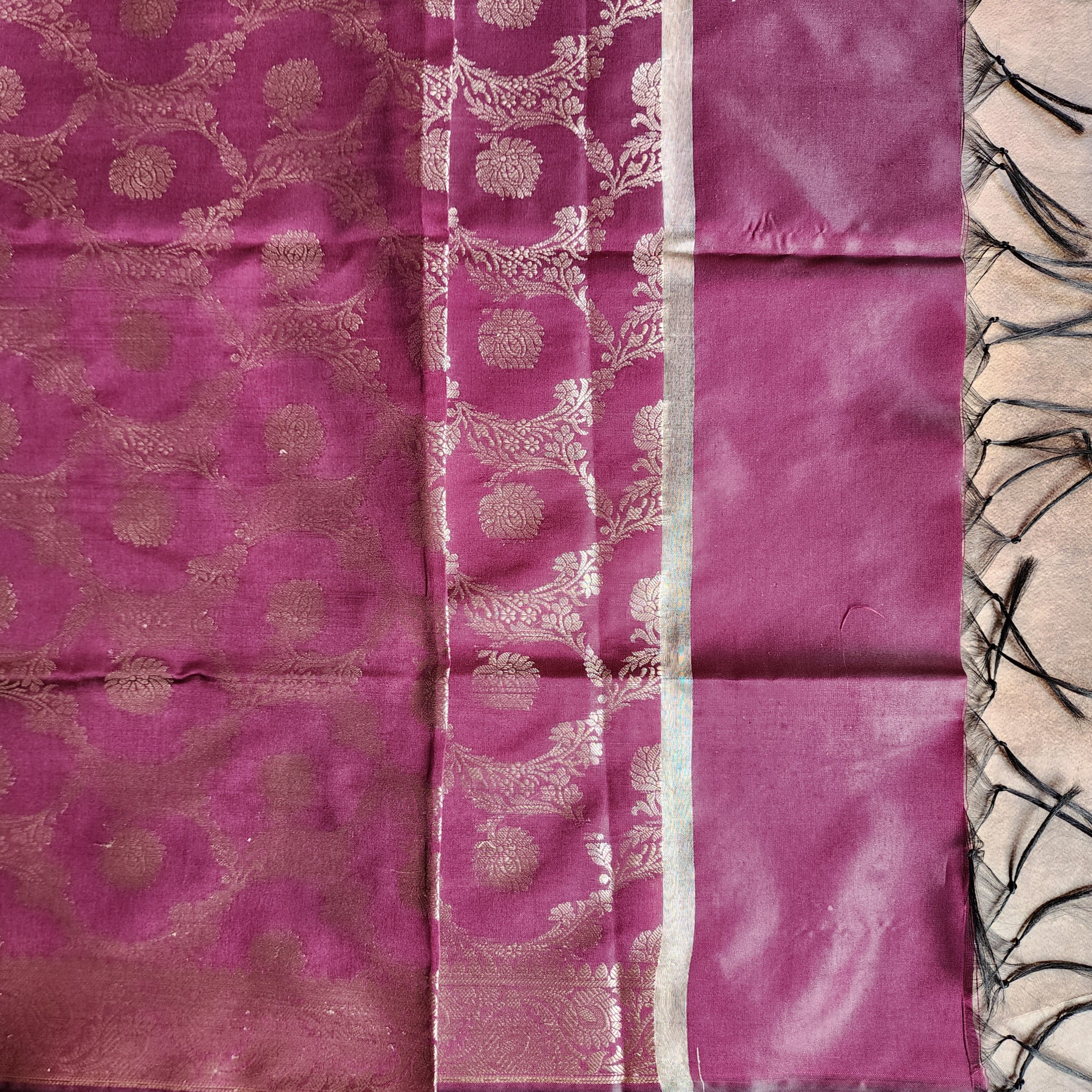 Plum Purple Semi Silk Zari Dupatta