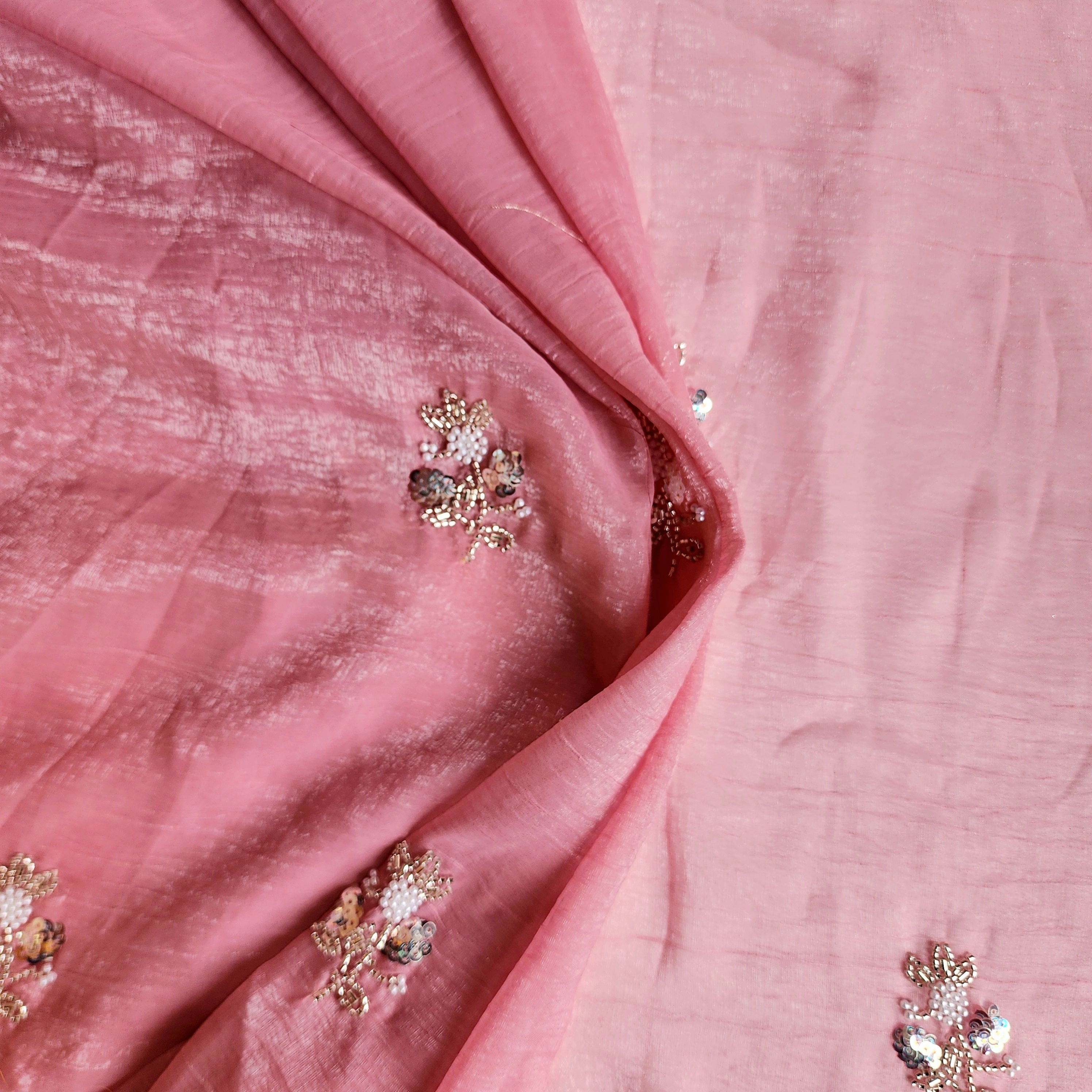 Soft Pink Designer Chiffon Silk Saree