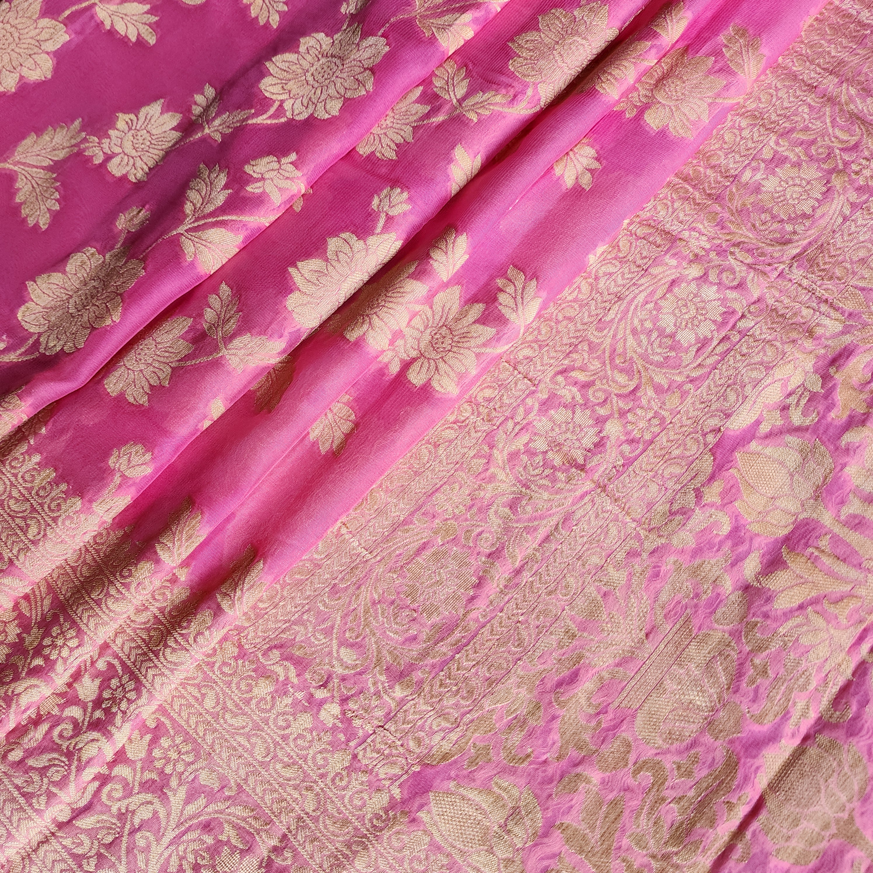 Khaddi Georgette Pure Banarasi Saree in Magenta
