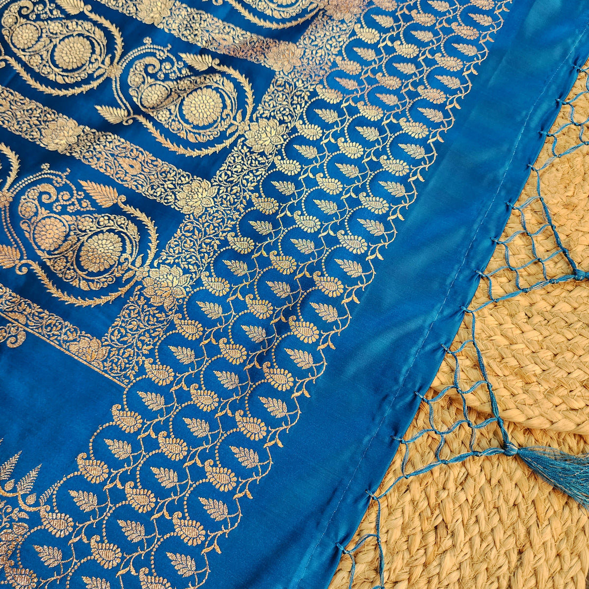 Royal Blue Paisley Katan Silk Saree with Gold Zari