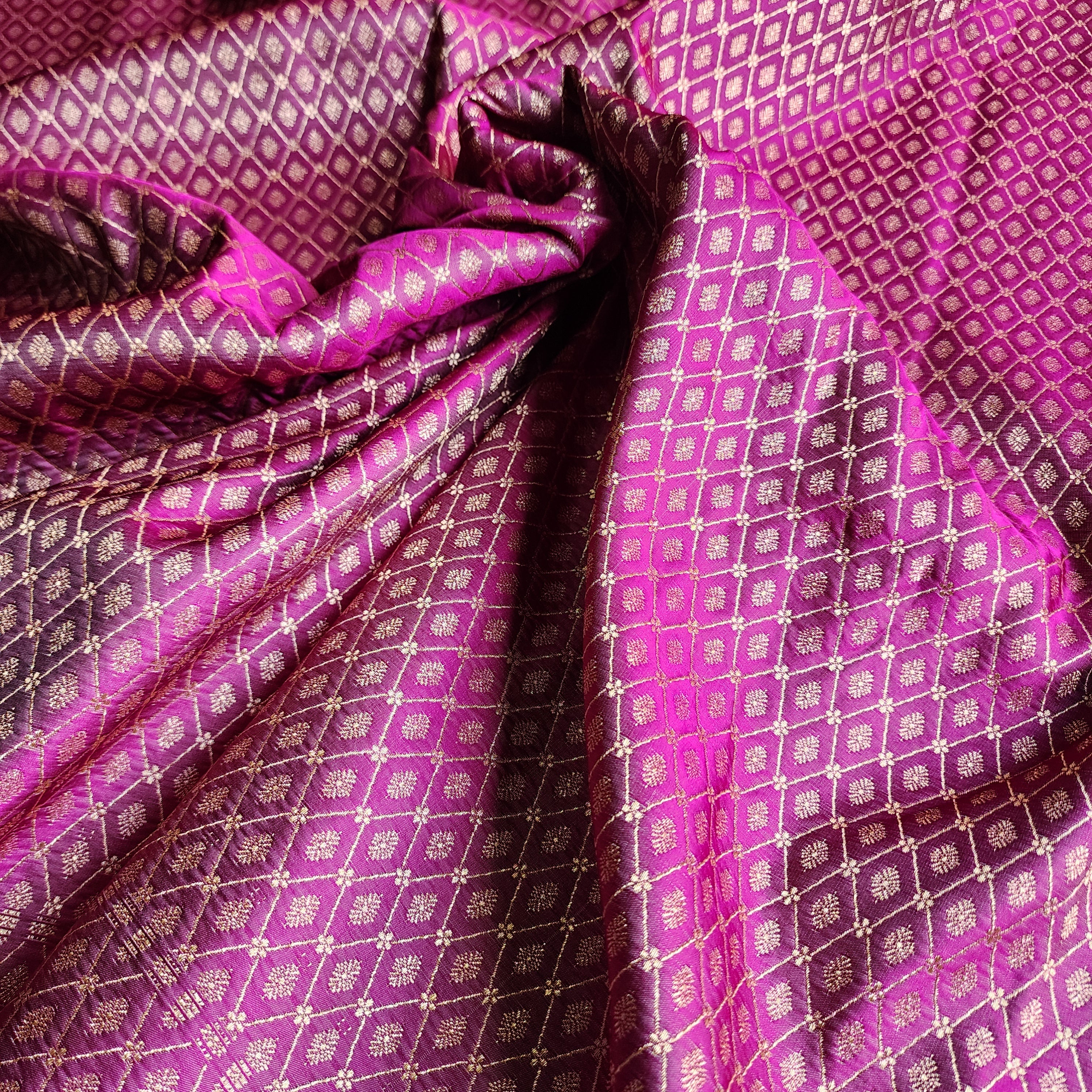 Powder Blue Katan Silk Saree with Purple and Gold Zari Border