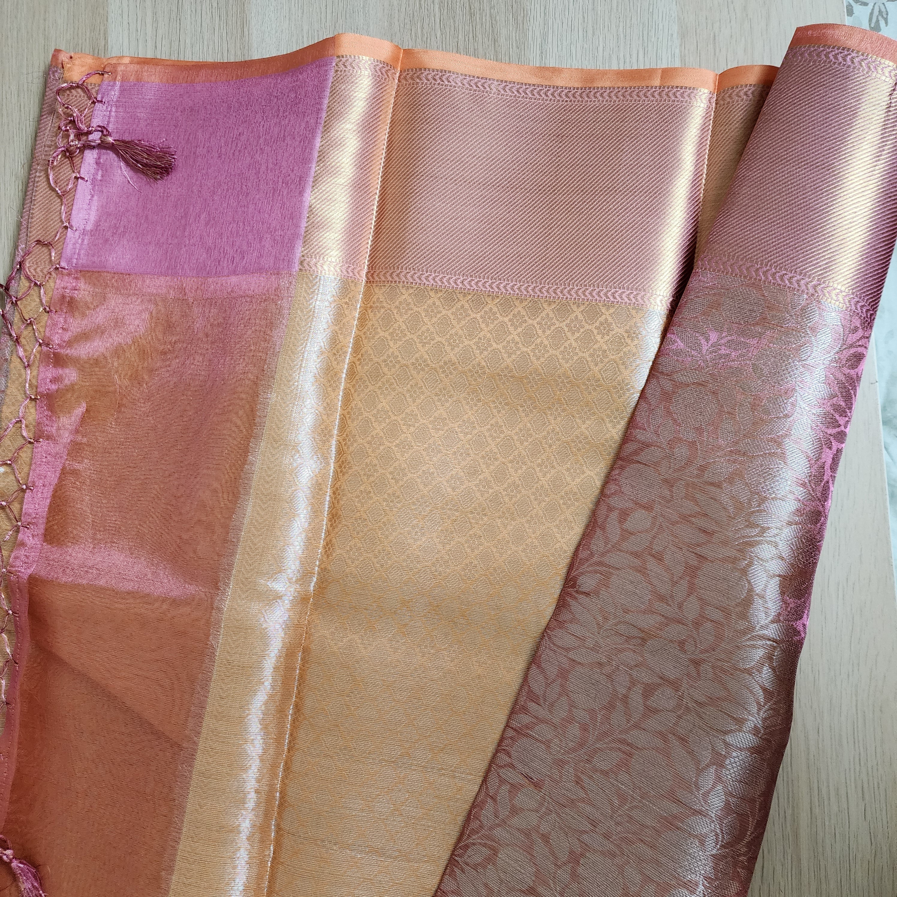 Kanjivaram style tissue Saree |Soft Dual pastel shade