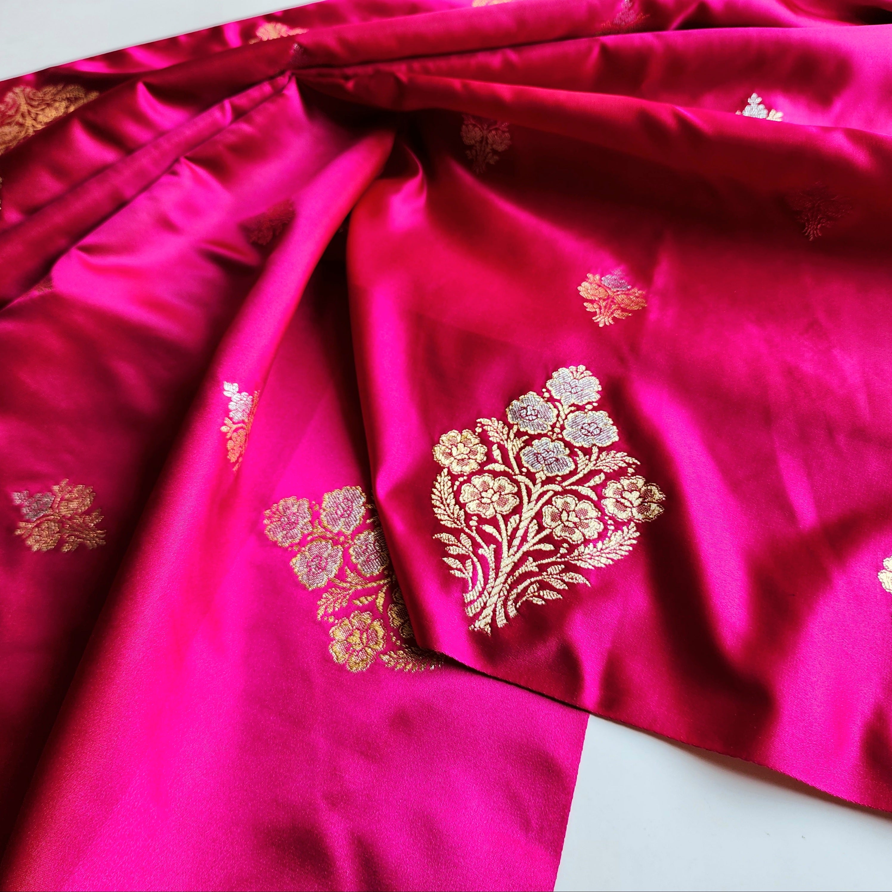 Dual-Tone Pink Pure Banarasi Katan Silk Saree