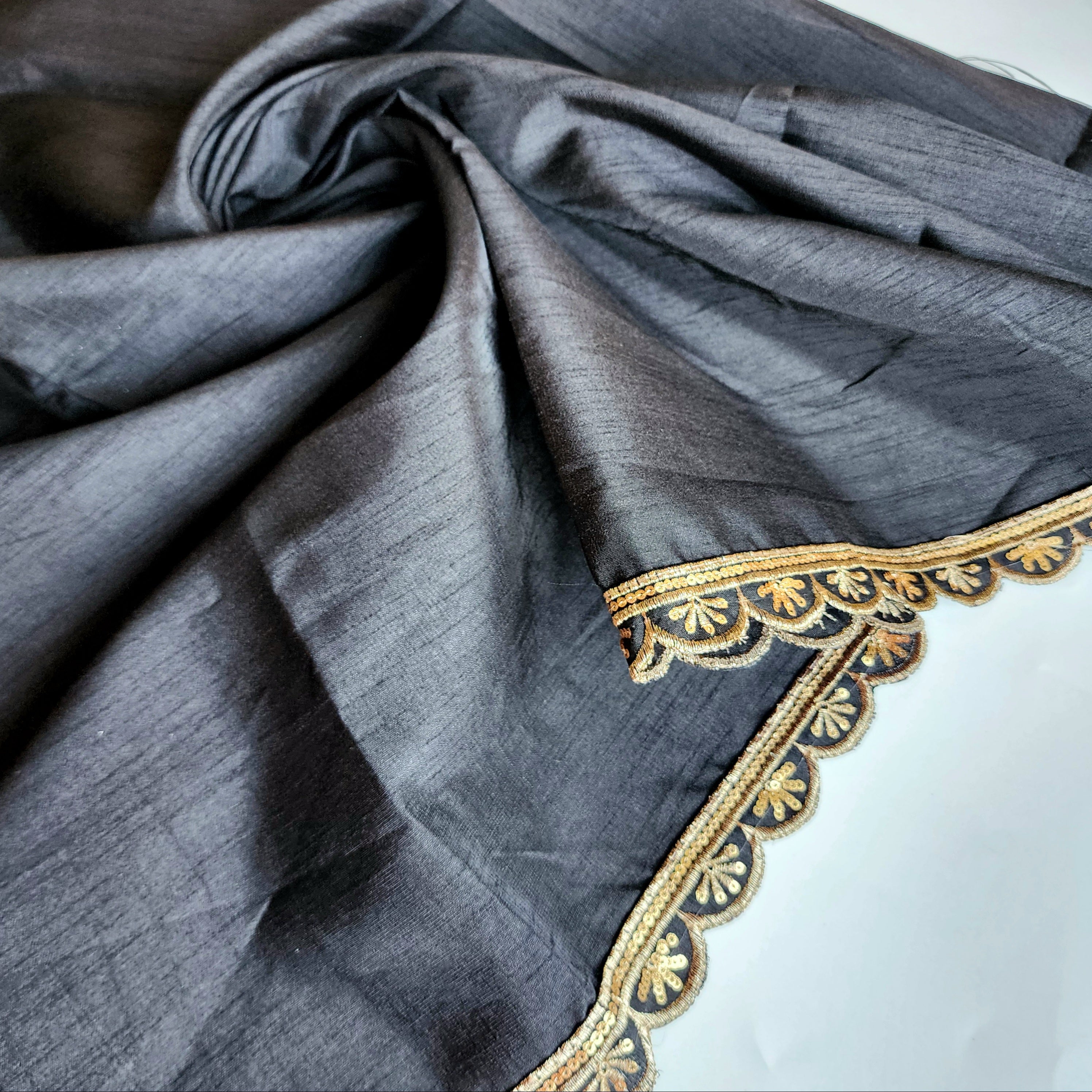 Beige Designer Net Saree with Heavy Embroidery Cut Work Border