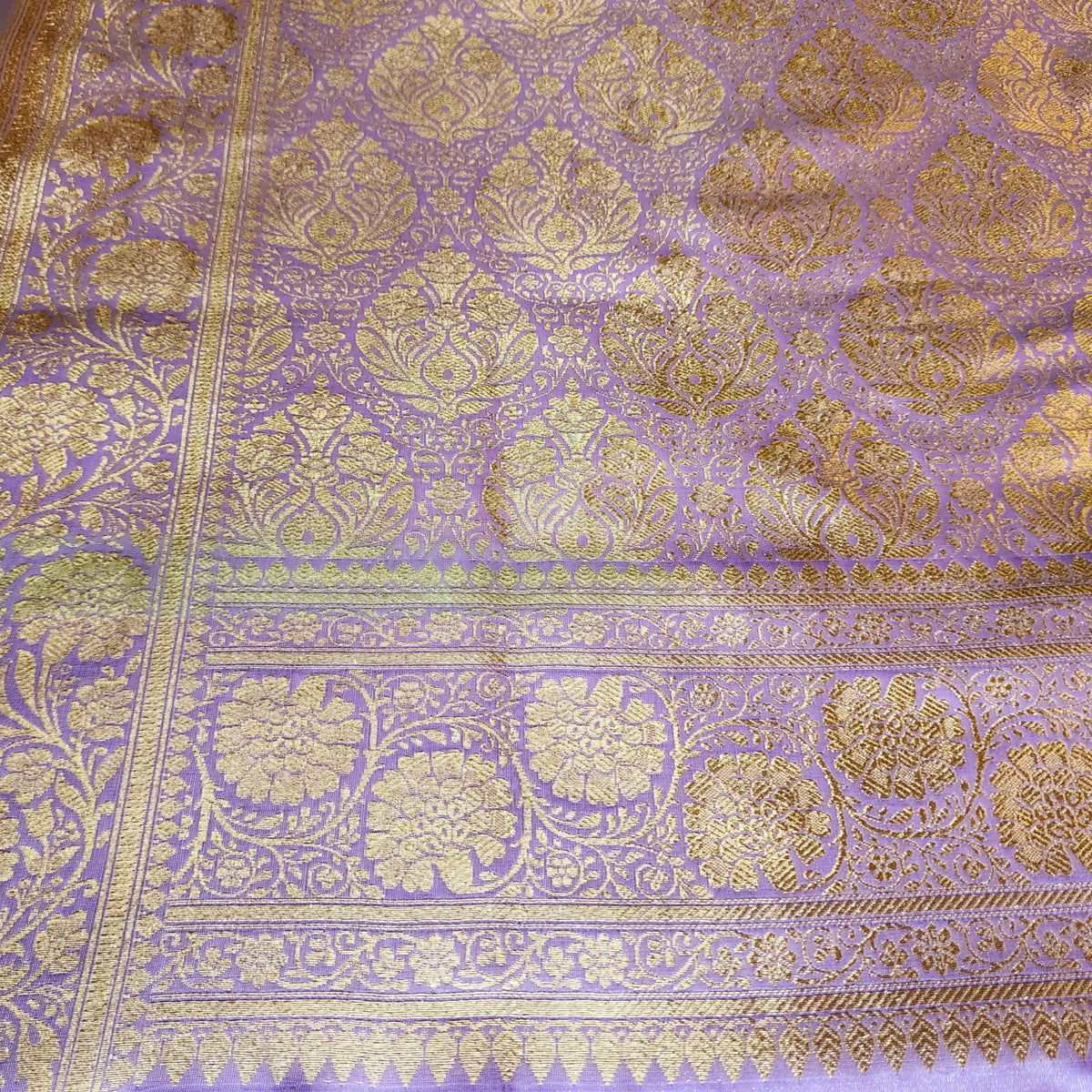 Rich Violet Banarasi Silk Saree with Gold Zari Weaving