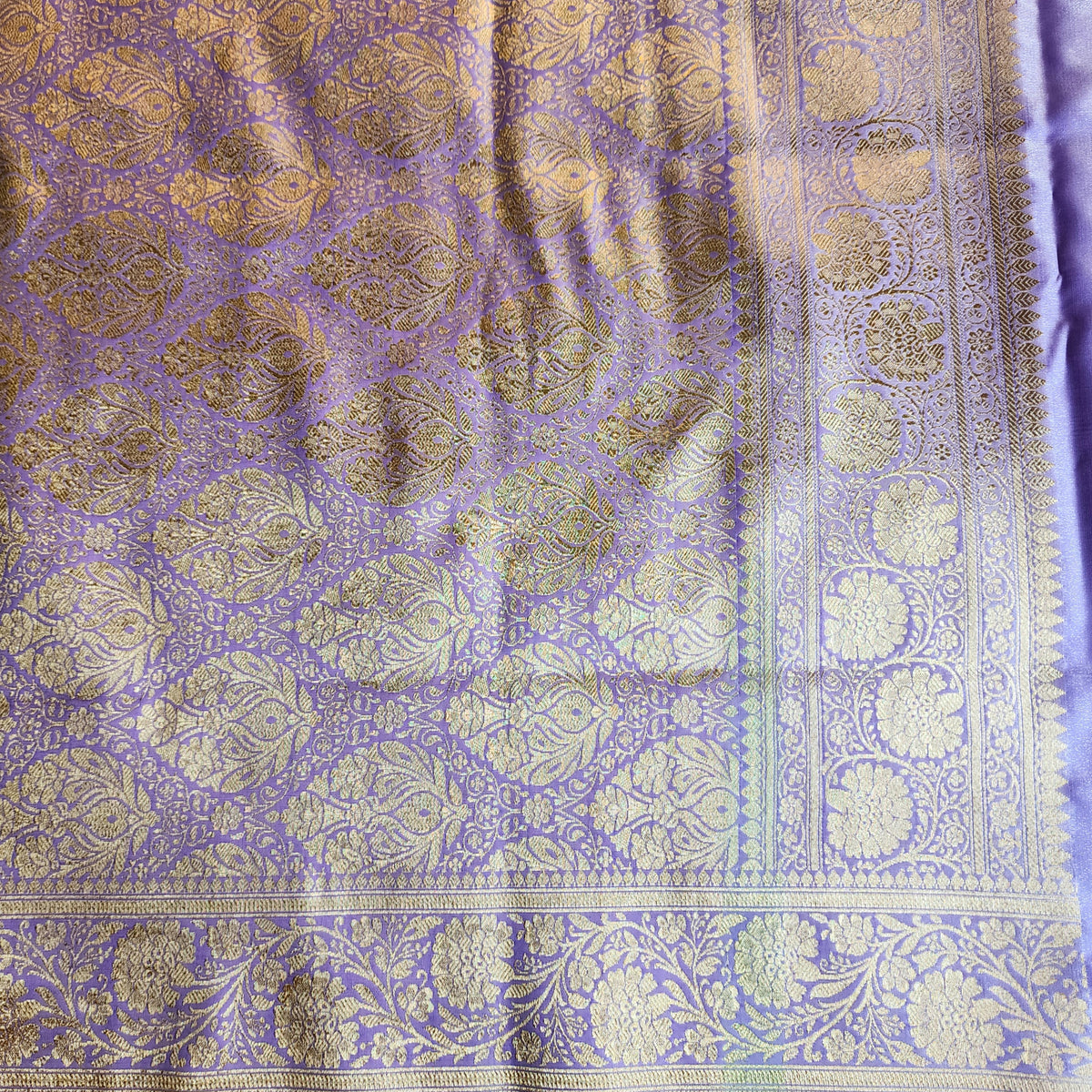Rich Violet Banarasi Silk Saree with Gold Zari Weaving