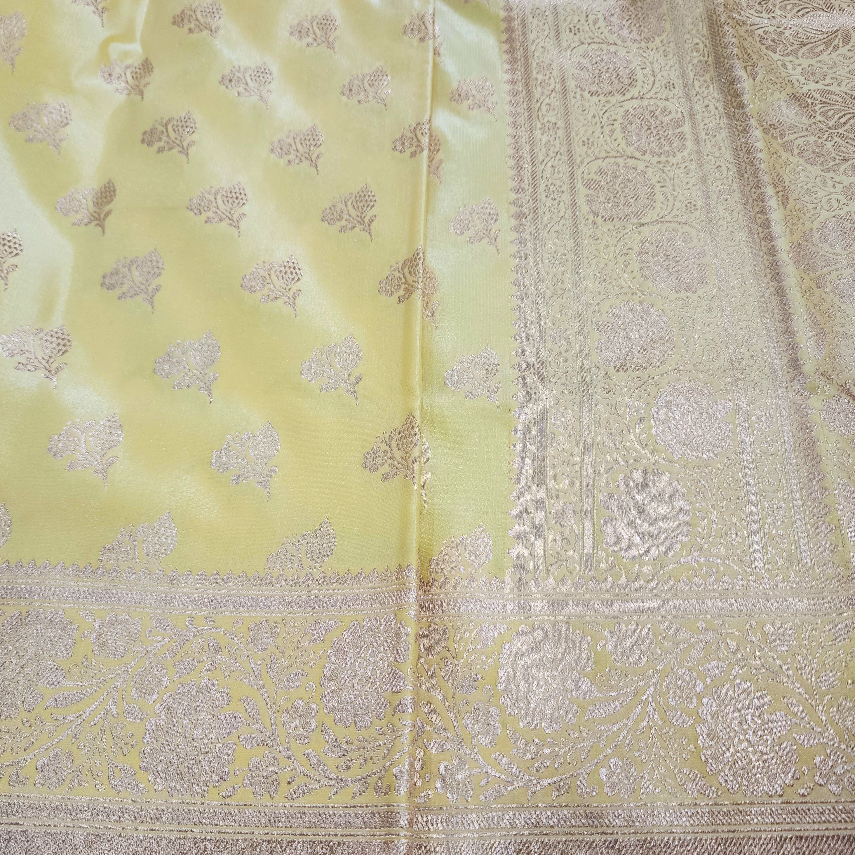 Rich Lemon Yellow Banarasi Silk Saree with Gold Zari Weaving
