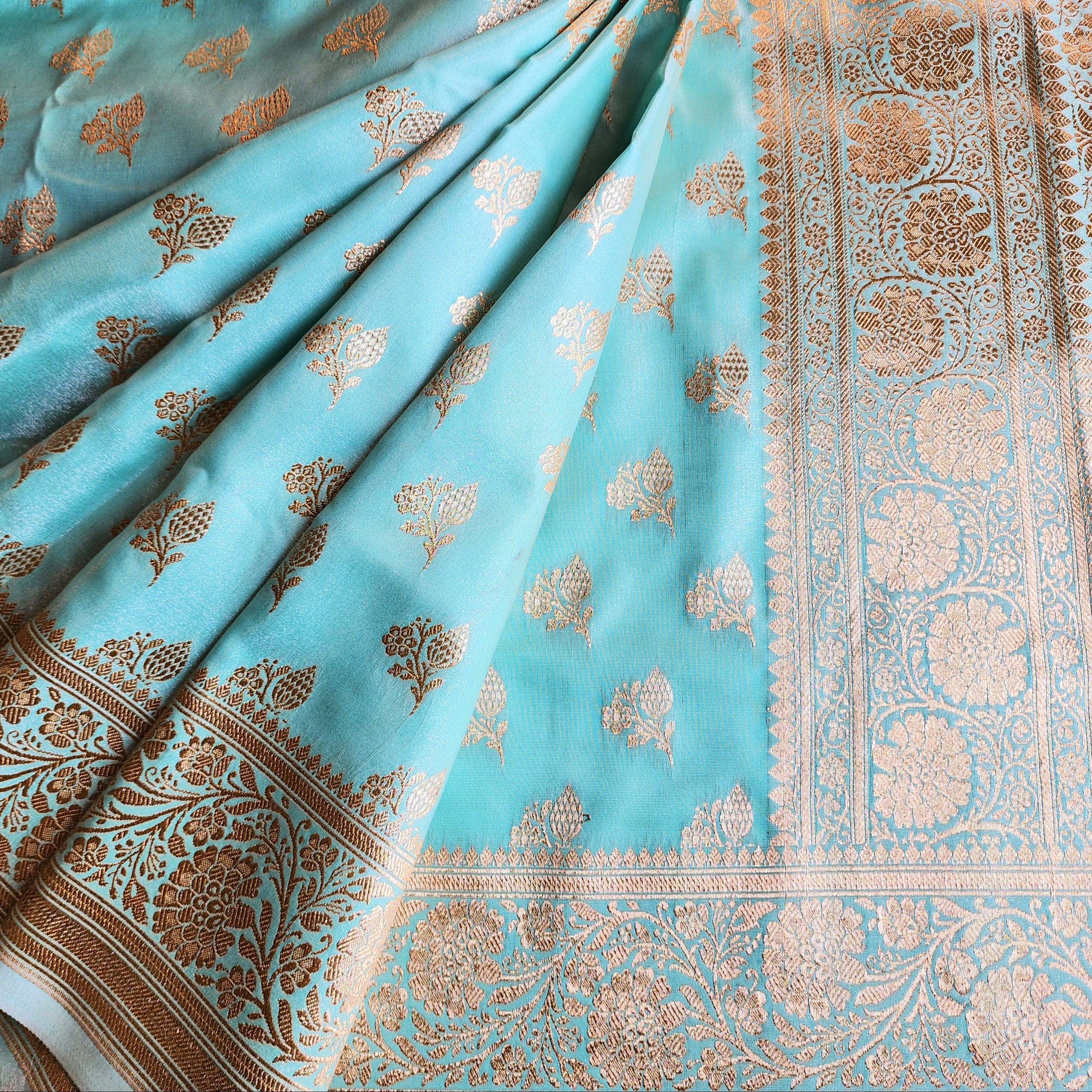 Rich Sea Green Banarasi Silk Saree with Gold Zari Weaving