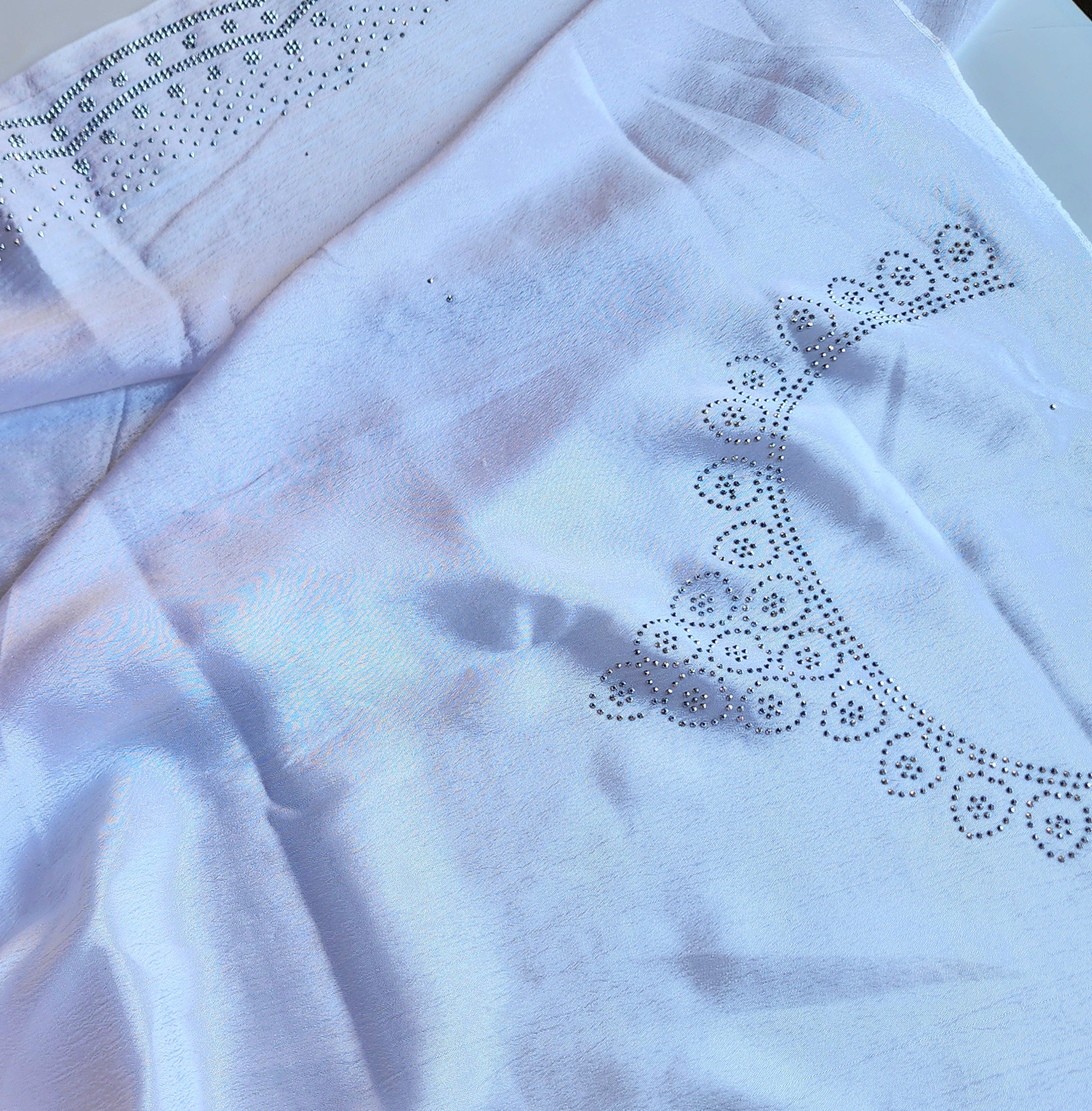 Georgette Designer Sequinned Saree - Frosted Pearl