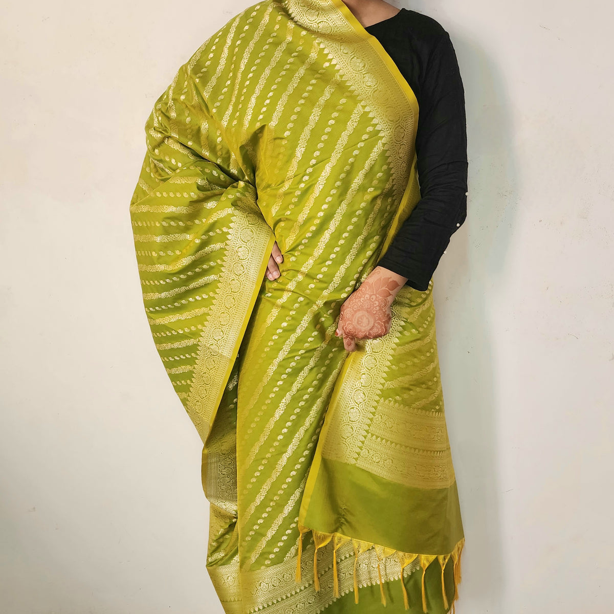 Parrot Green - Banarasi Leheriya Style Dupatta