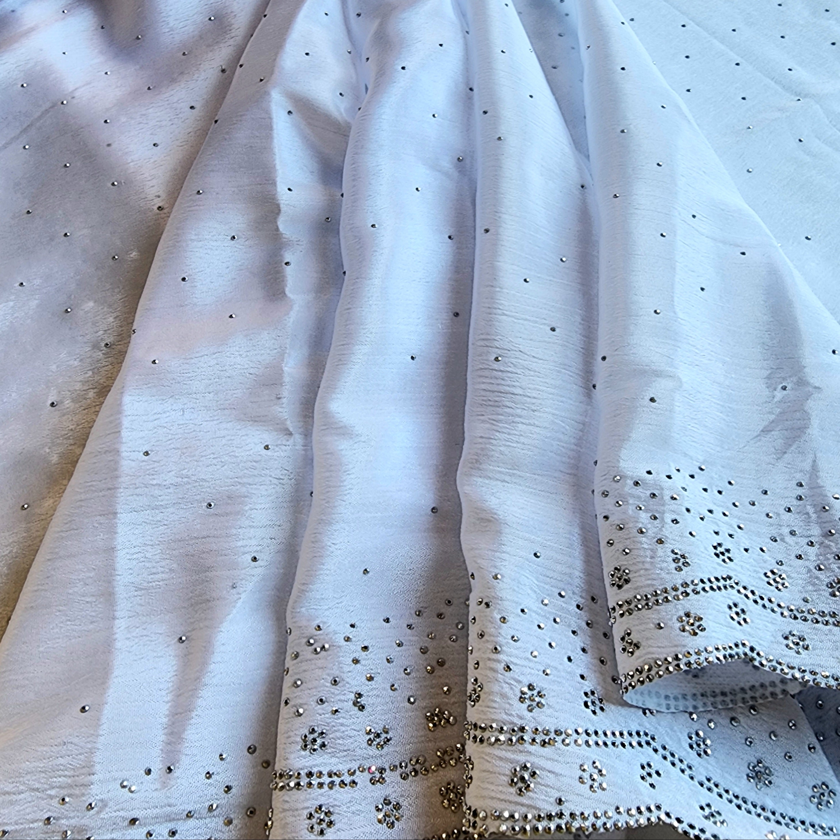 Georgette Designer Sequinned Saree - Frosted Pearl