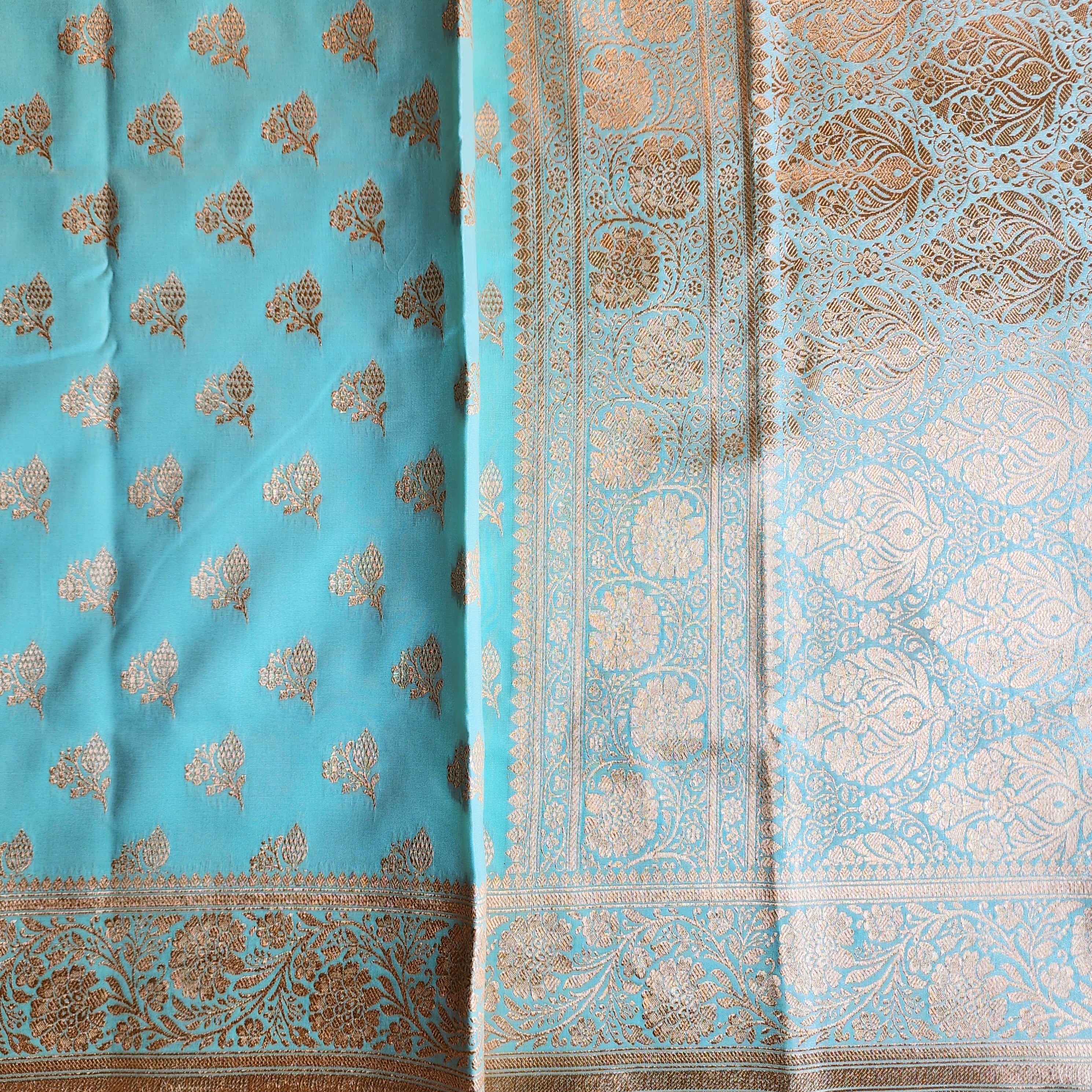 Rich Sea Green Banarasi Silk Saree with Gold Zari Weaving