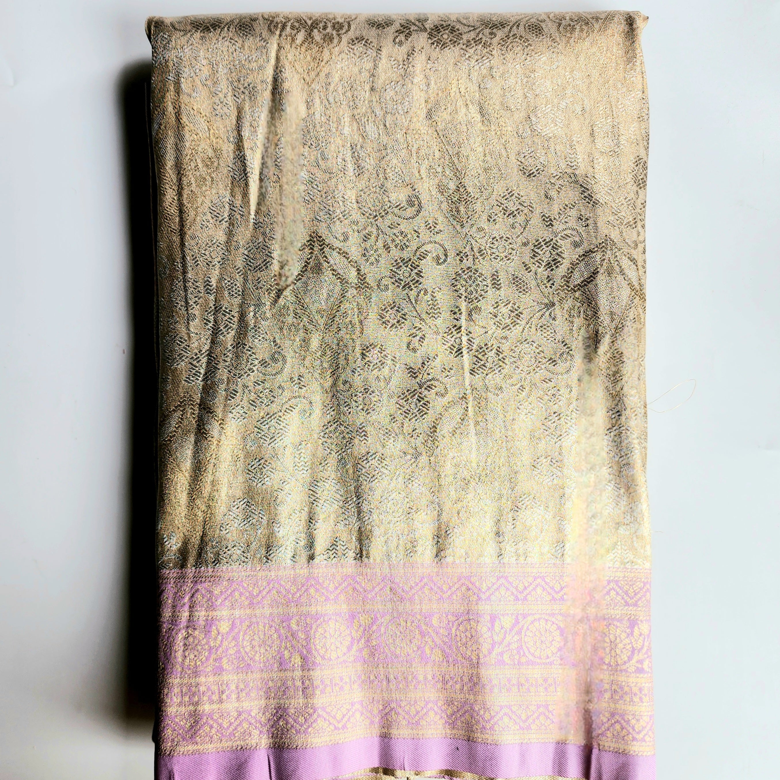 Beige Gold Kanjivaram Style Banarasi Designer Silk Saree