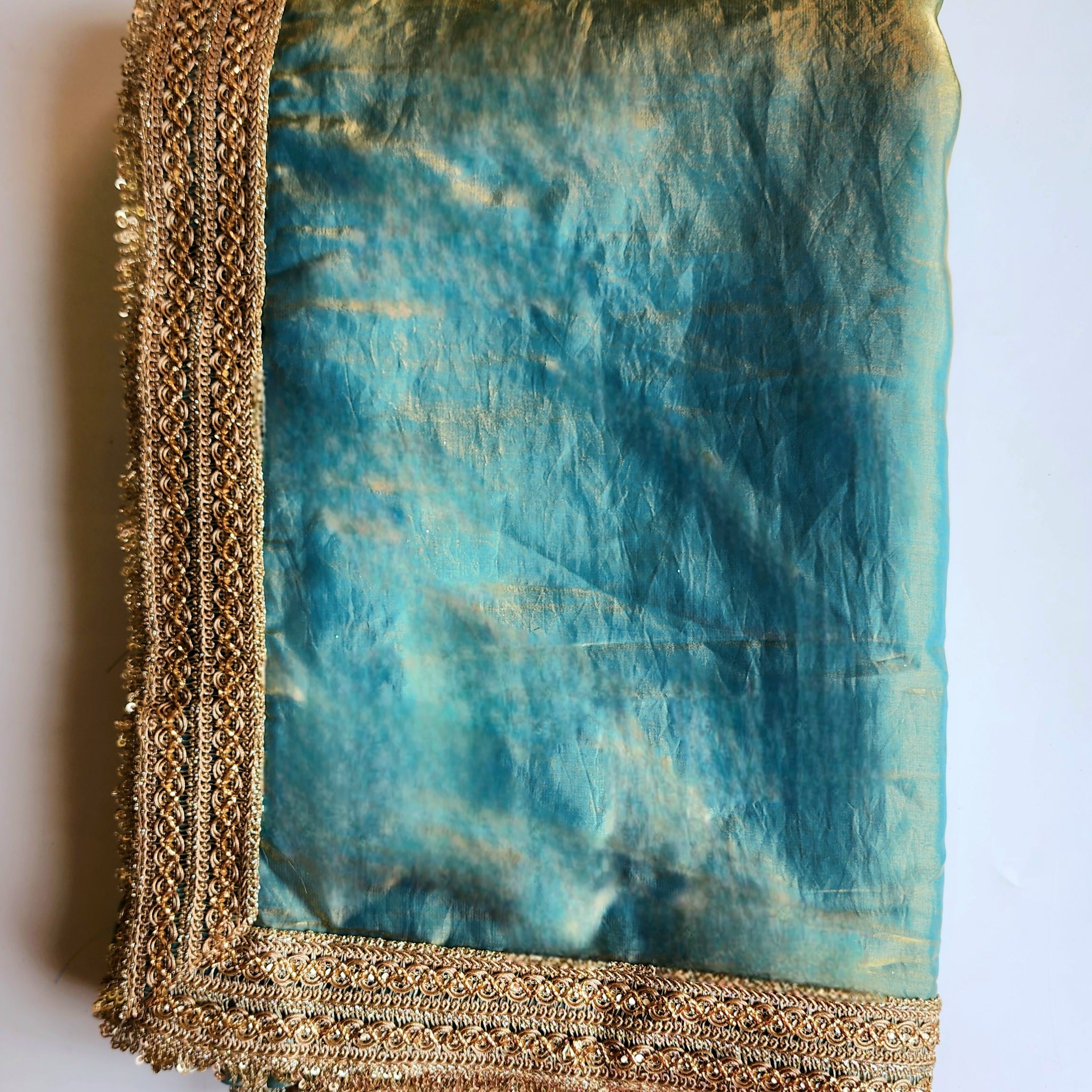 Teal Designer Chiffon Silk Saree