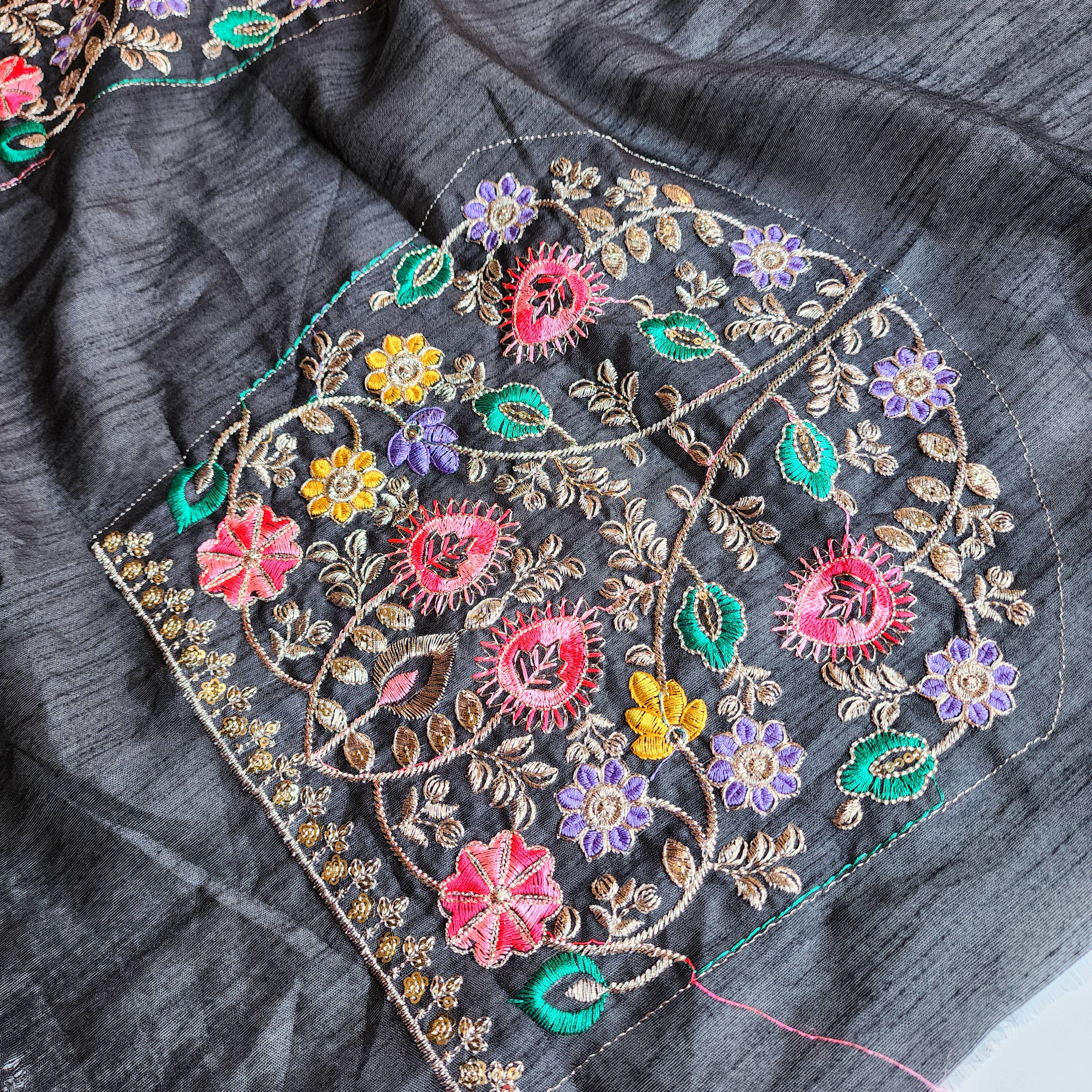 Embroidered Bandhani Designer Saree in Black
