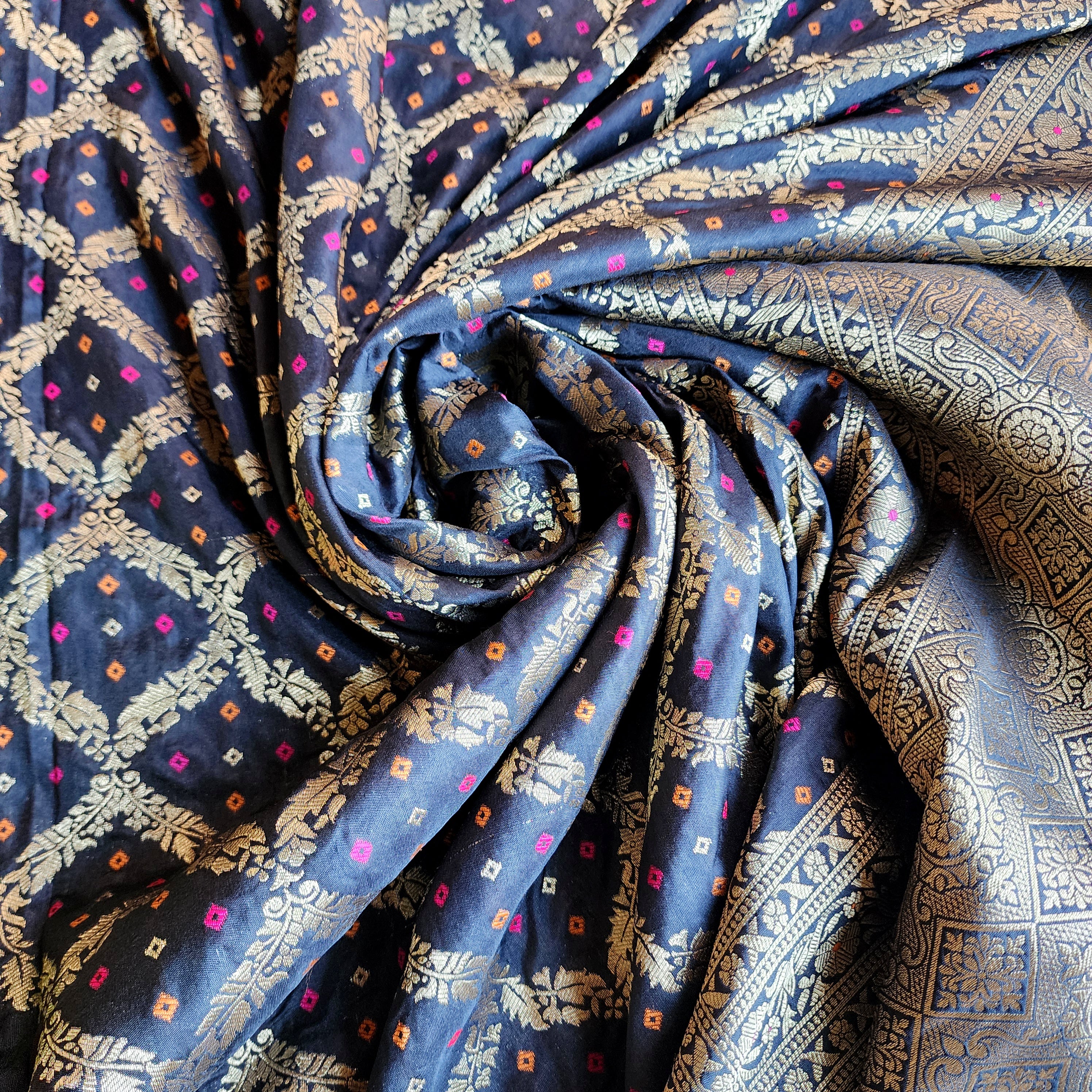 Black Bandhani Dupatta with Traditional Jaal