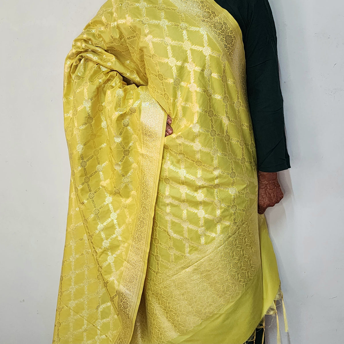Banarasi Tapetta Silk - Sunshine Zari Jaal Dupatta