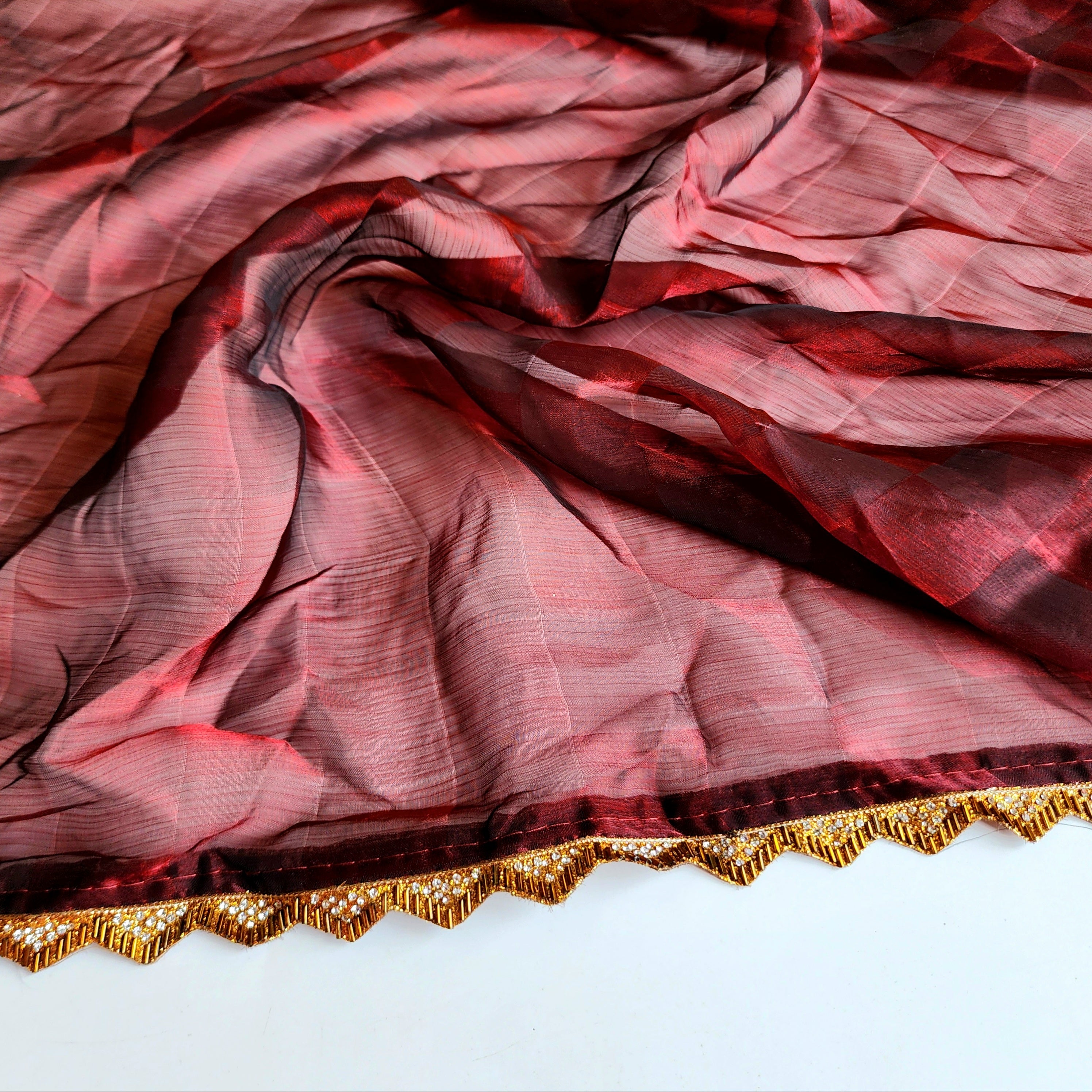 Maroon Designer Chiffon Silk Saree