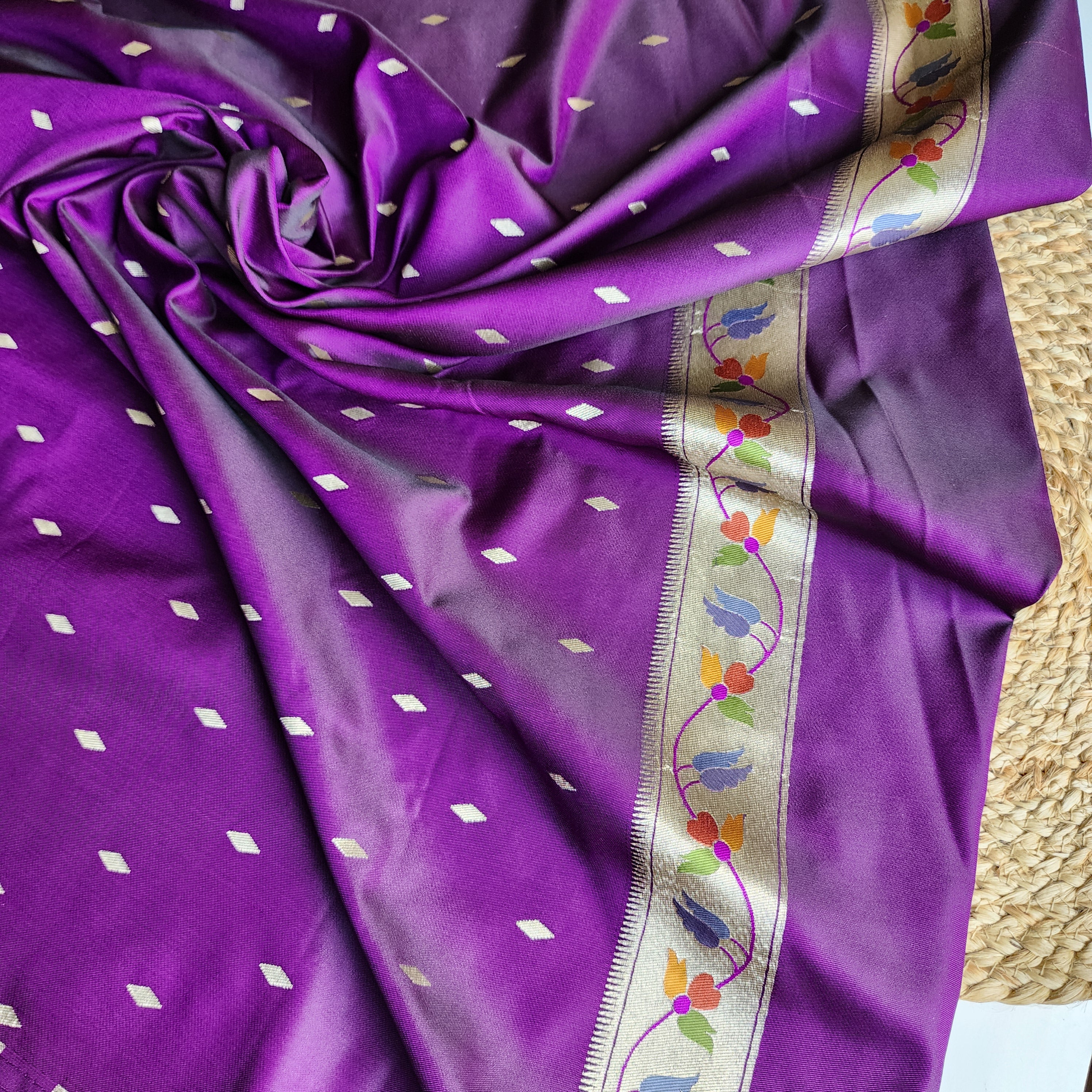 Raahi - Violet Paithani Silk Saree with Stitched Blouse