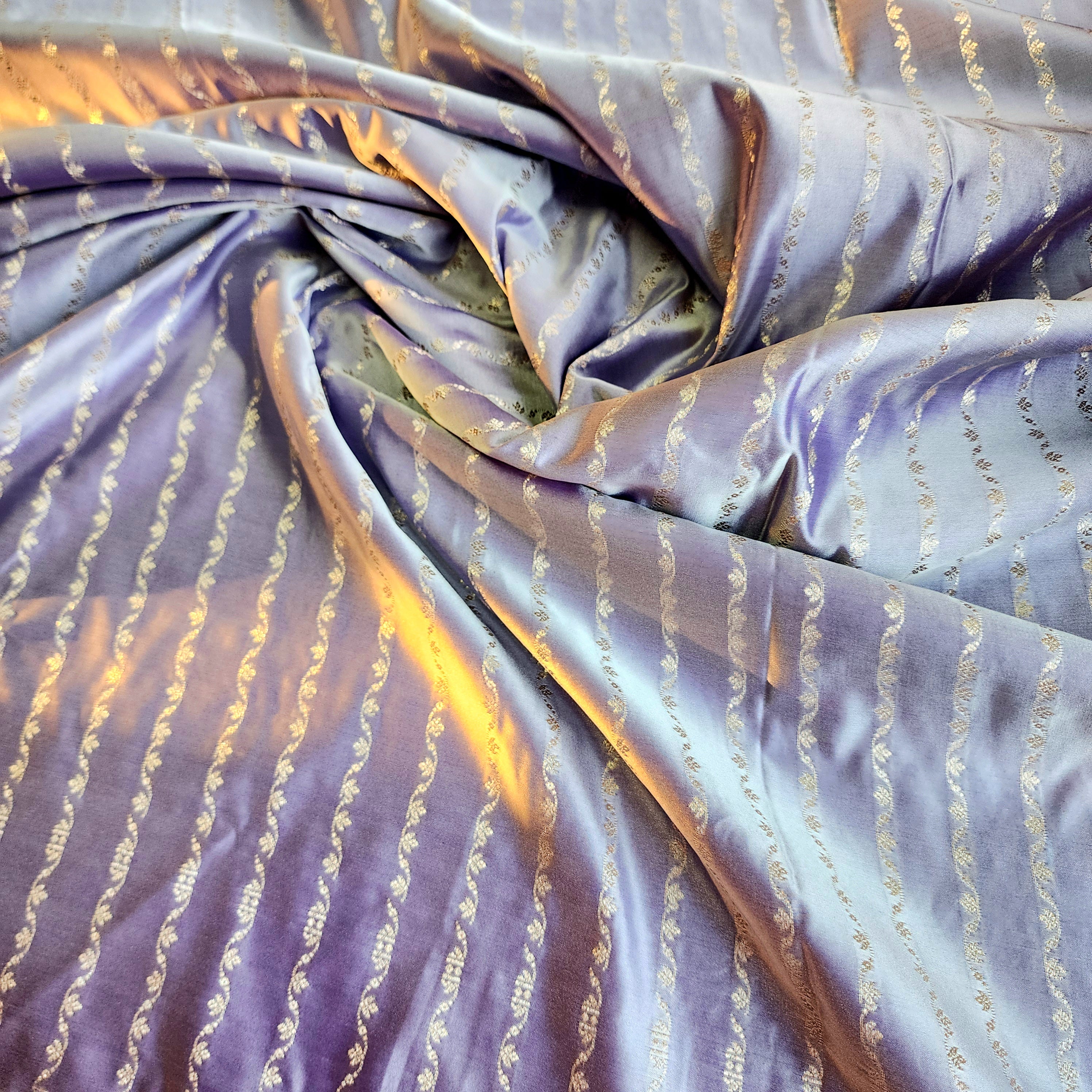 Pastel Lilac Banarasi Katan Silk Saree with Light Gold Zari weaving