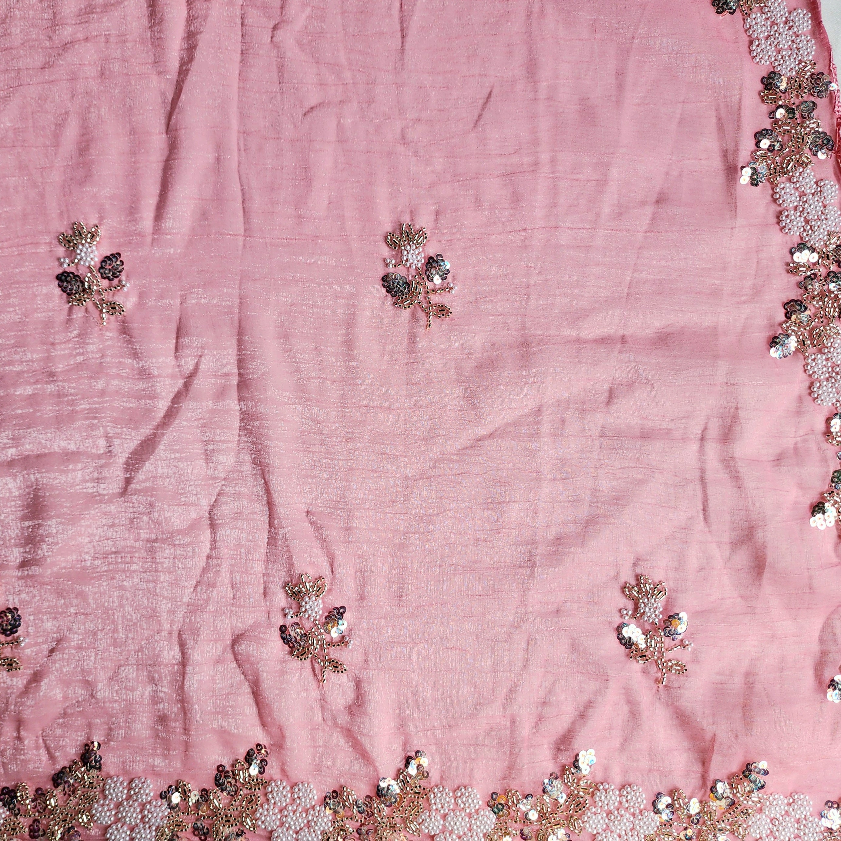 Soft Pink Designer Chiffon Silk Saree