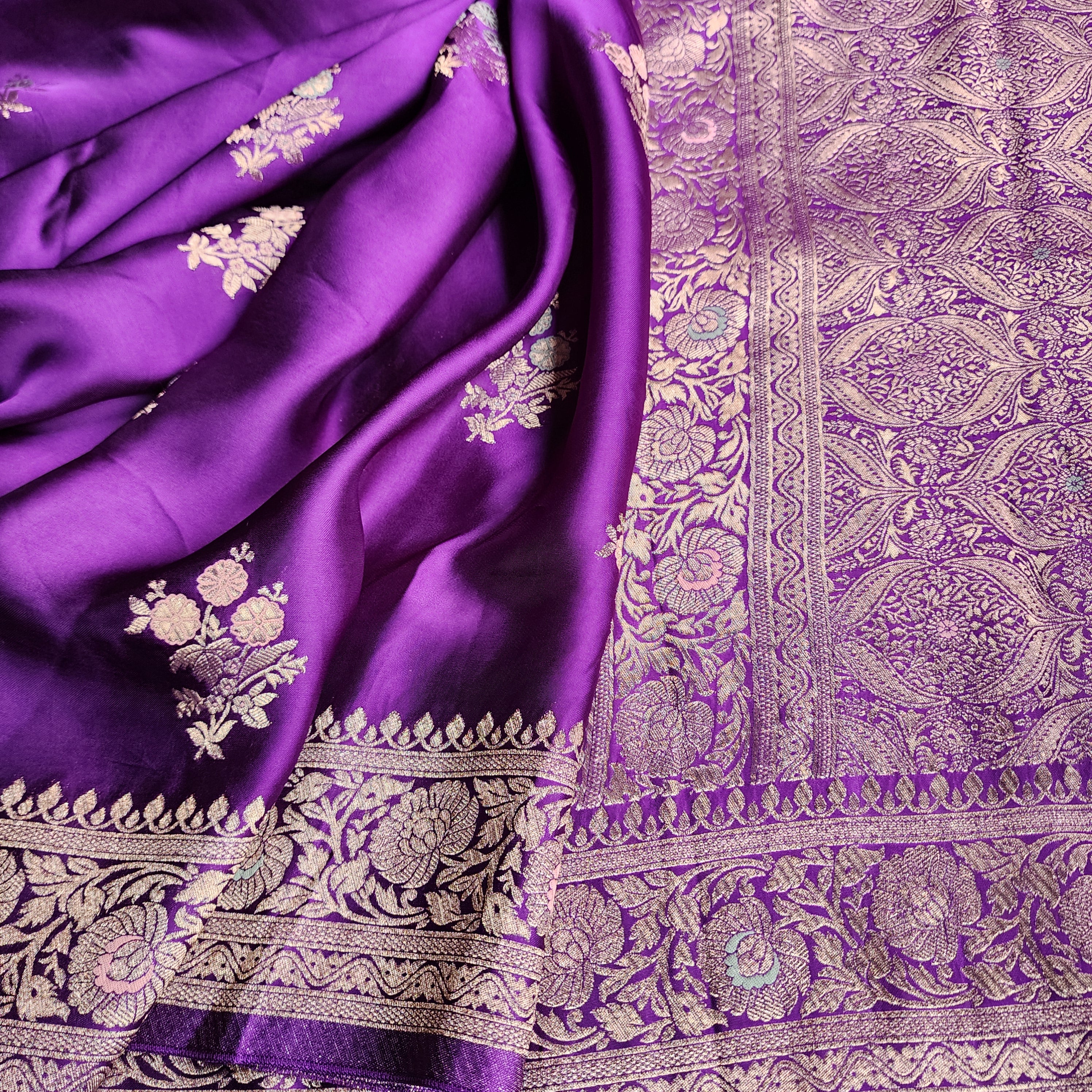 Royal Purple Mashru Katan Silk Saree