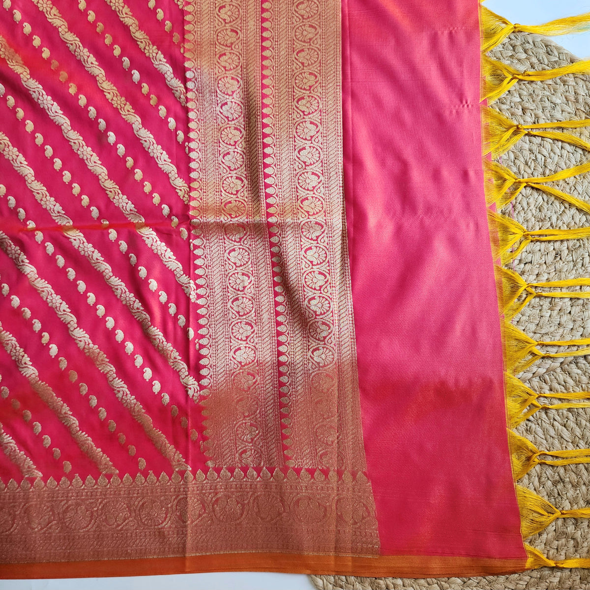 Peach Orange - Banarasi Leheriya Style Dupatta