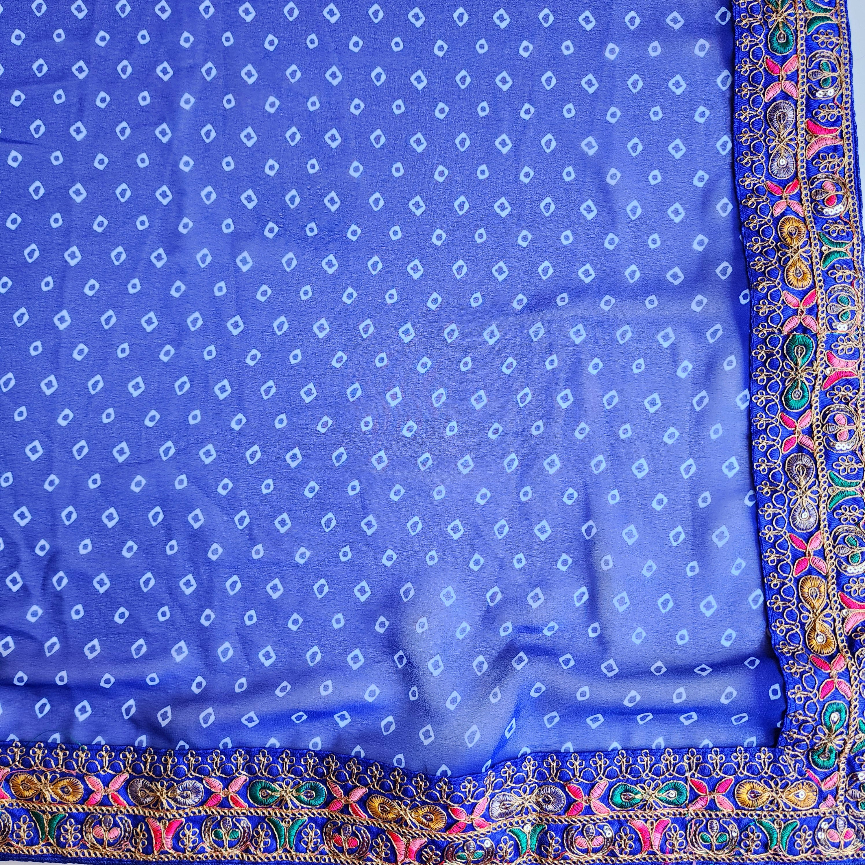 Embroidered Bandhani Designer Saree in Blue