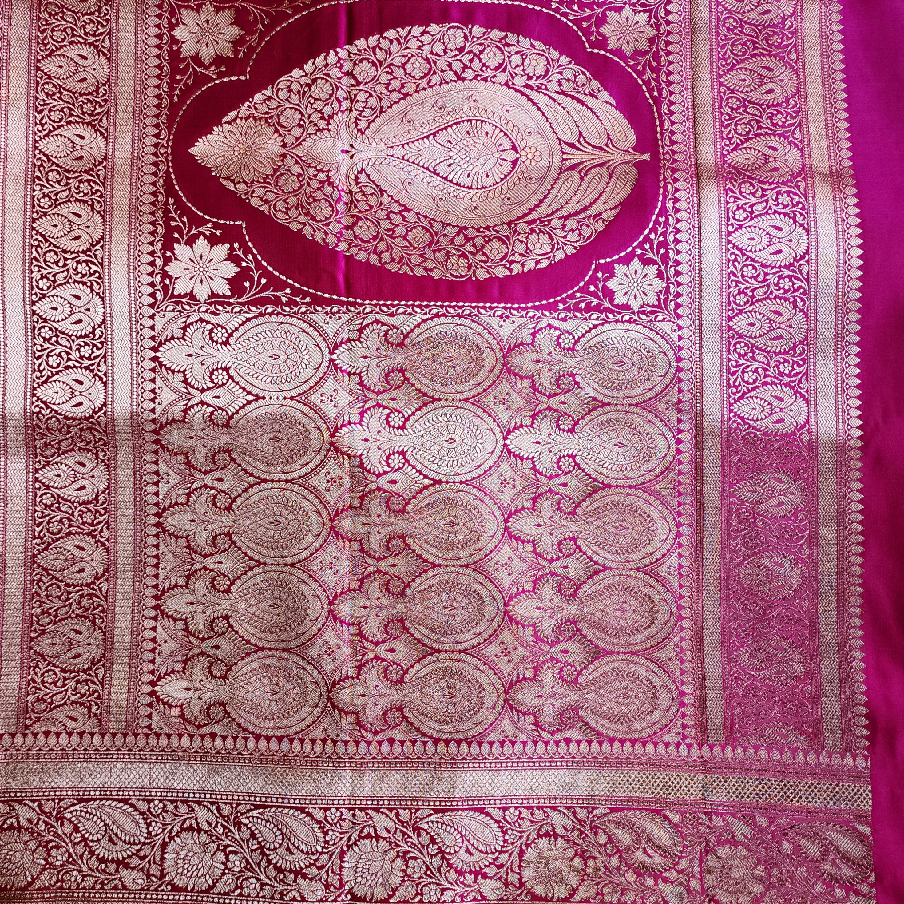 Dhoop Chhaon Magenta Banarasi Katan Silk Saree