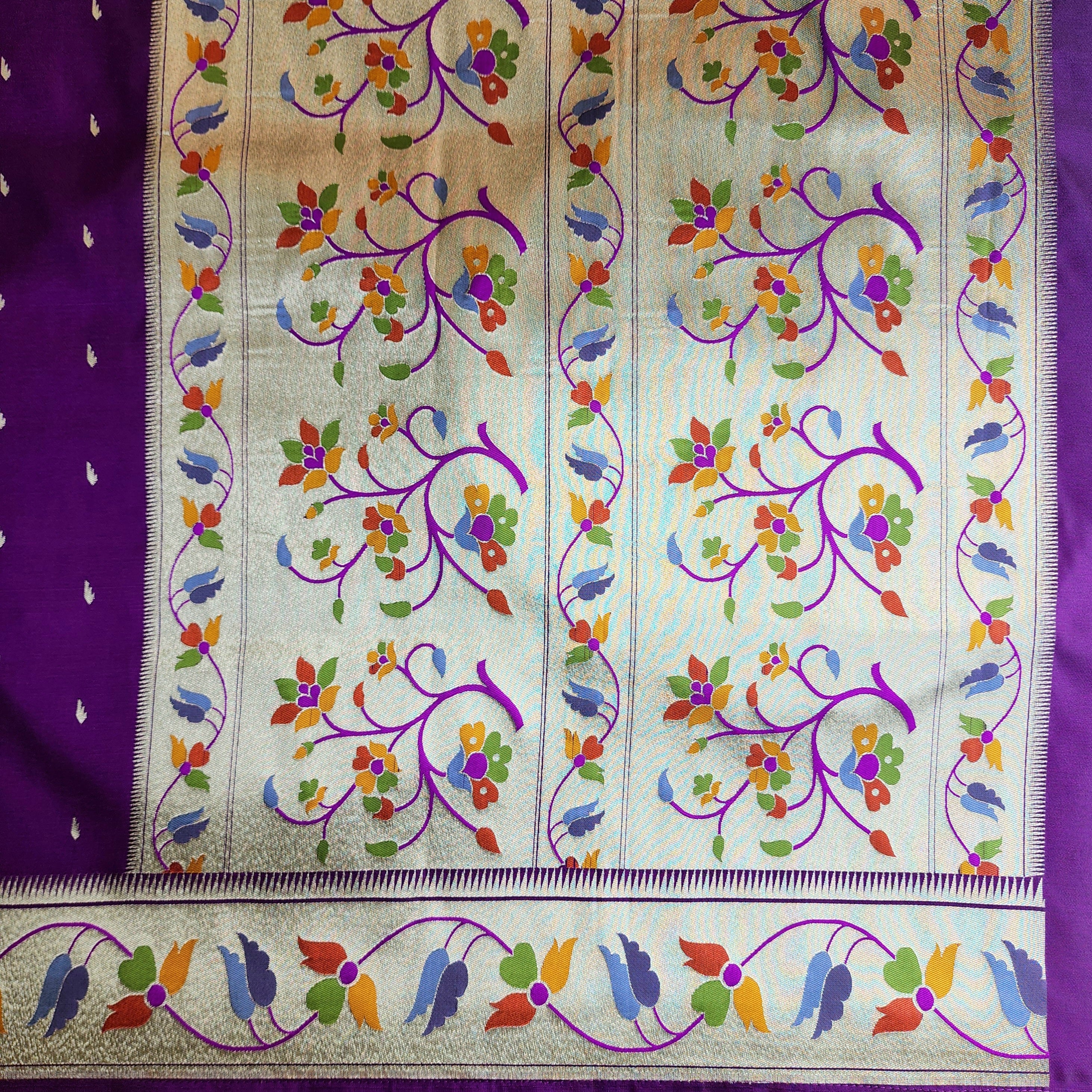 Raahi - Violet Paithani Silk Saree with Stitched Blouse
