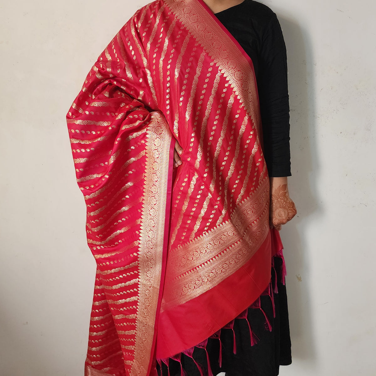 Rani Pink - Banarasi Leheriya Style Dupatta