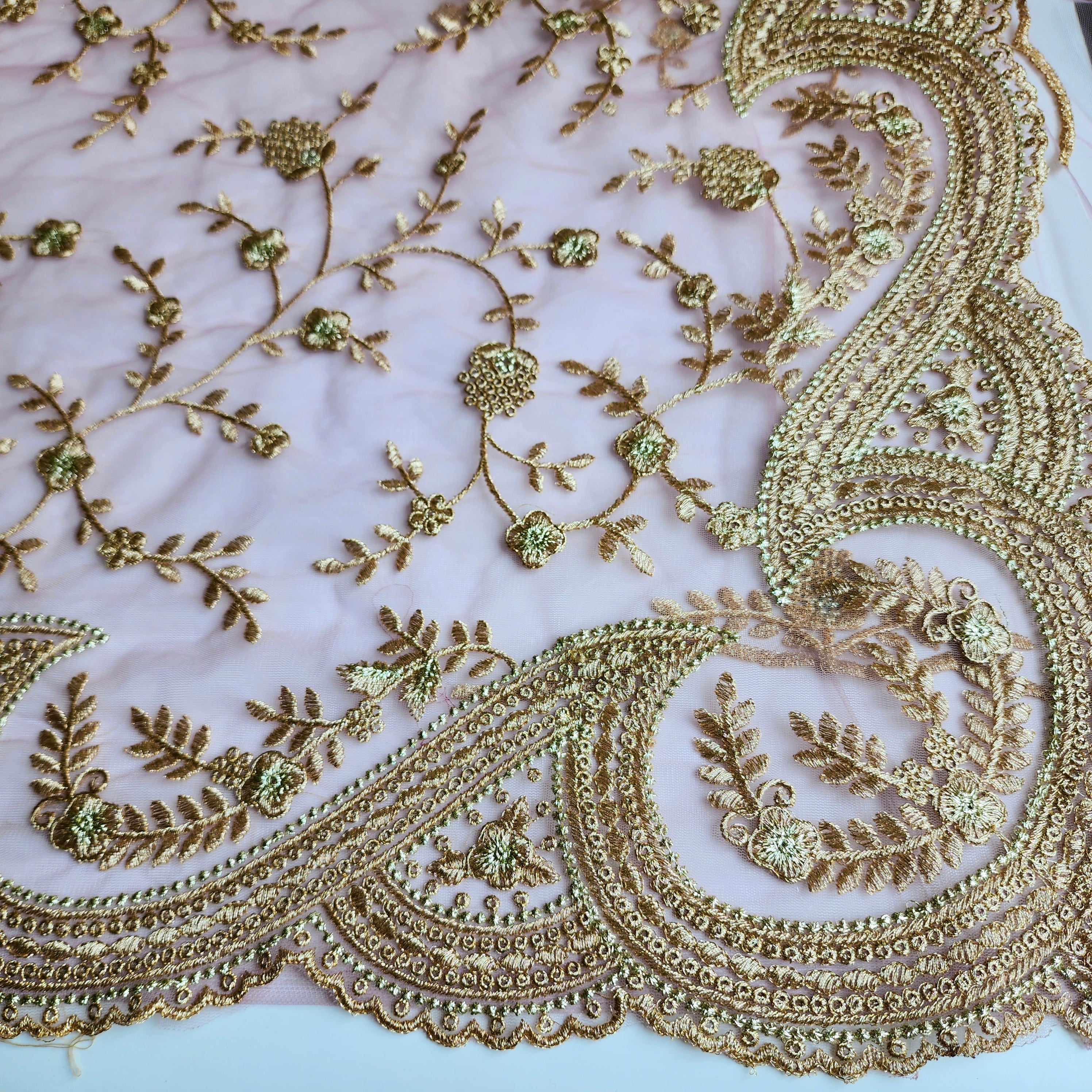 Pink Zardozi Embroidered Embellished Designer Net Saree