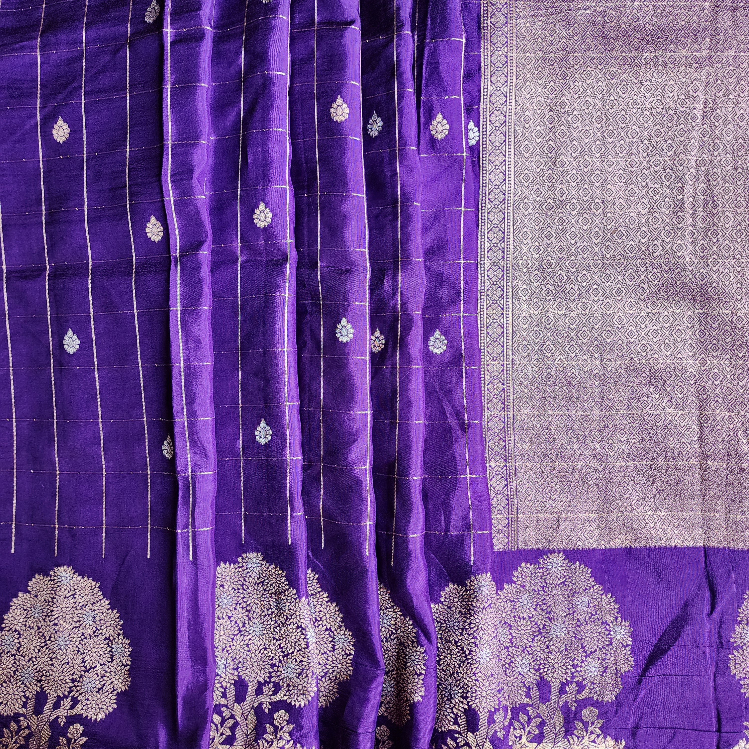 Royal Purple Dupion Silk Saree with Zari Motifs