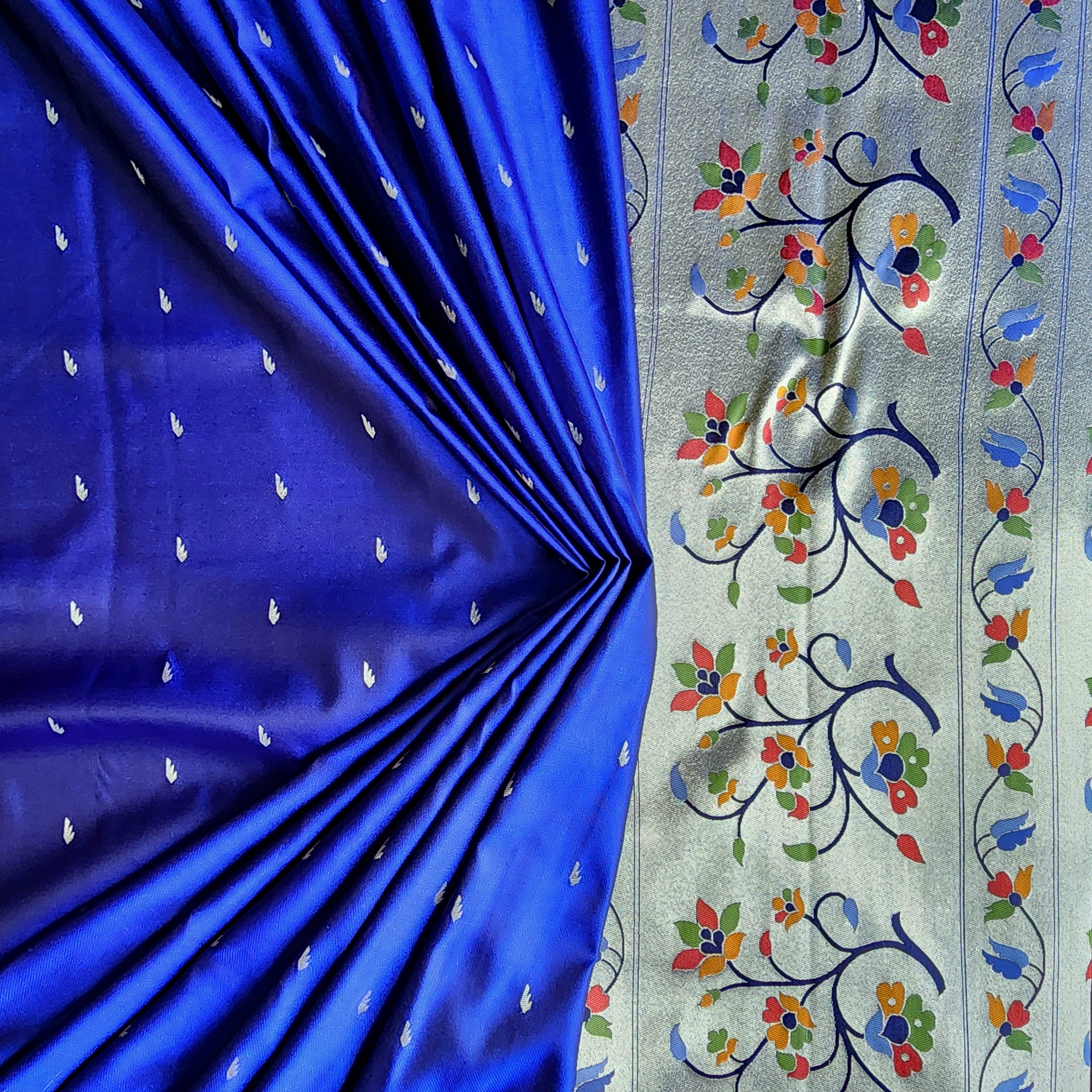 Raahi - Royal Blue Paithani Silk Saree with Stitched Blouse